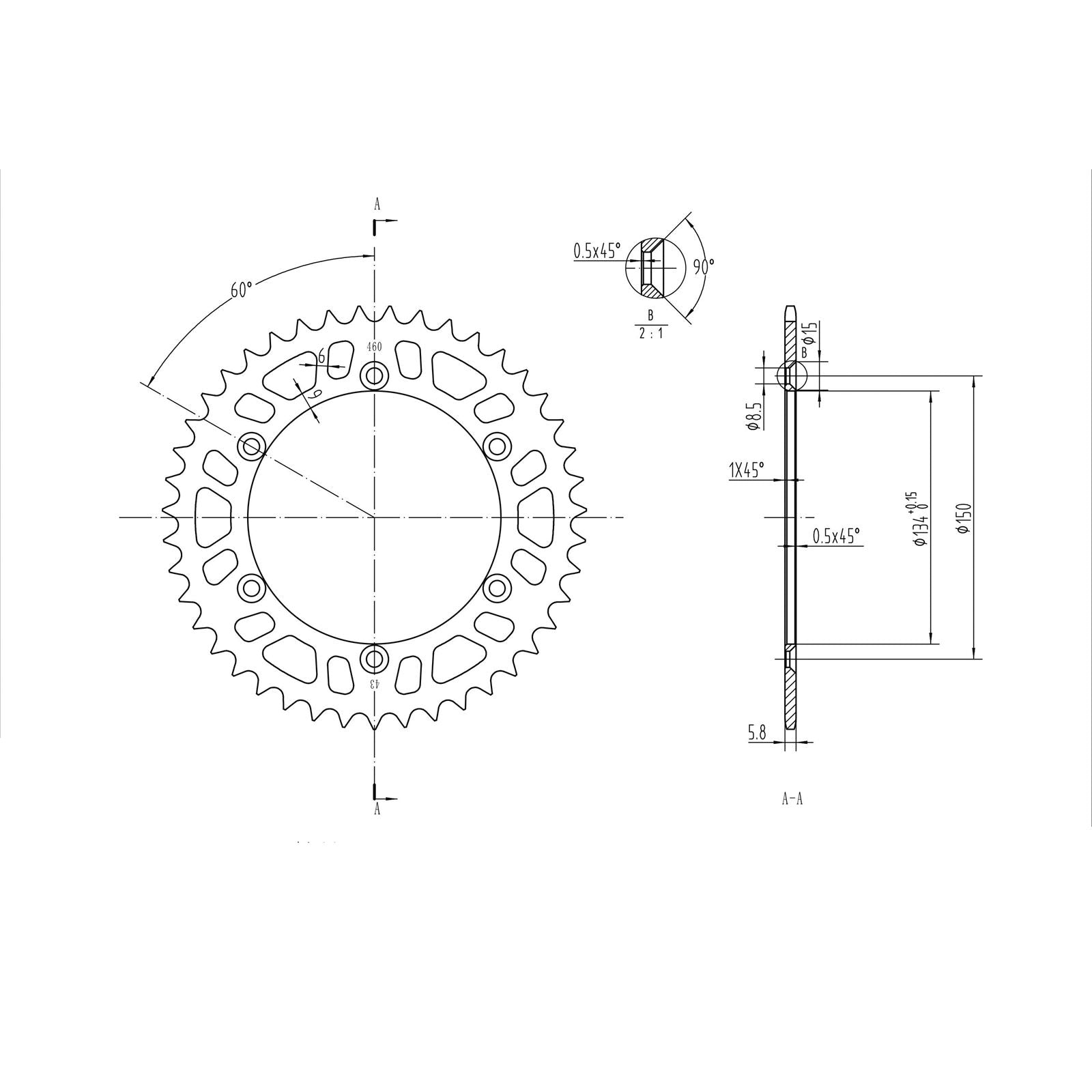 BikeMaster Rear Sprocket 520 - 43-Tooth 240 460 43_130061