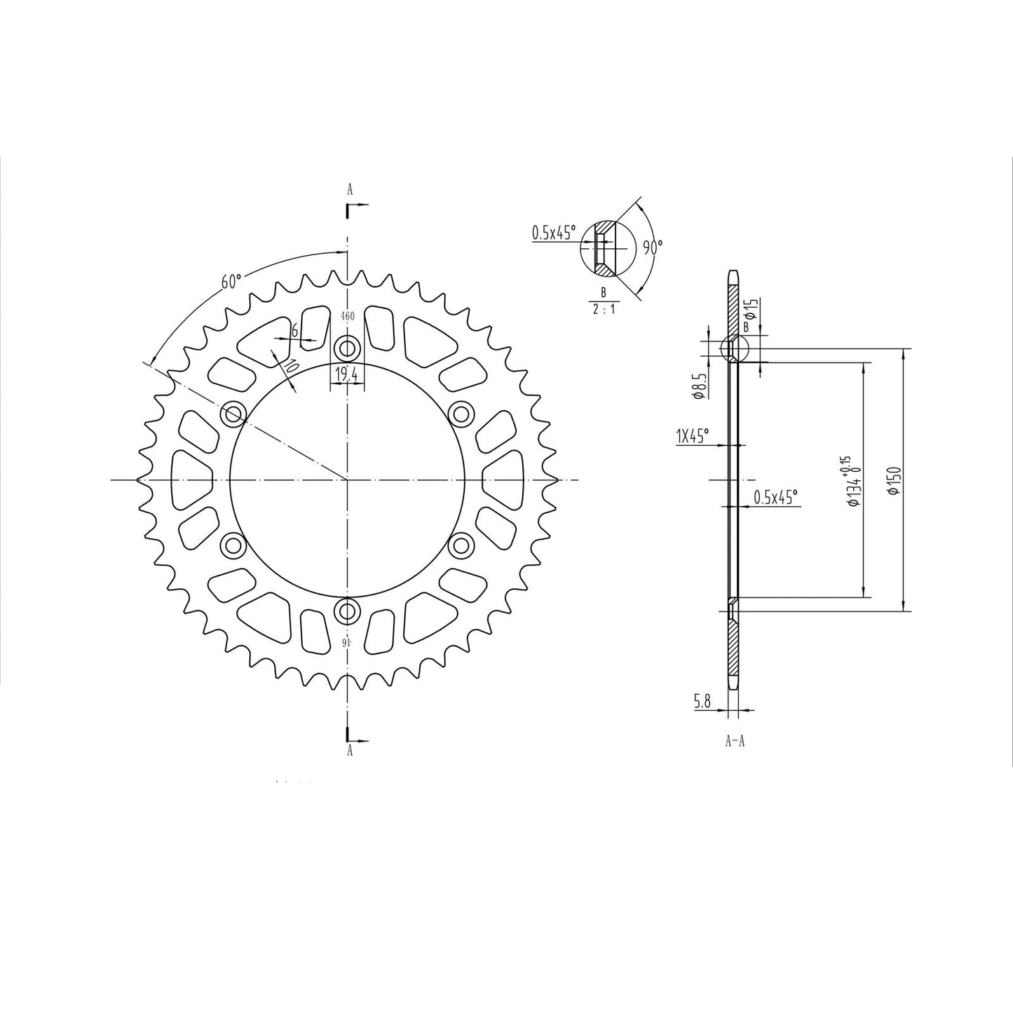 BikeMaster Rear Sprocket 520 - 46-Tooth 240 460 46_130063