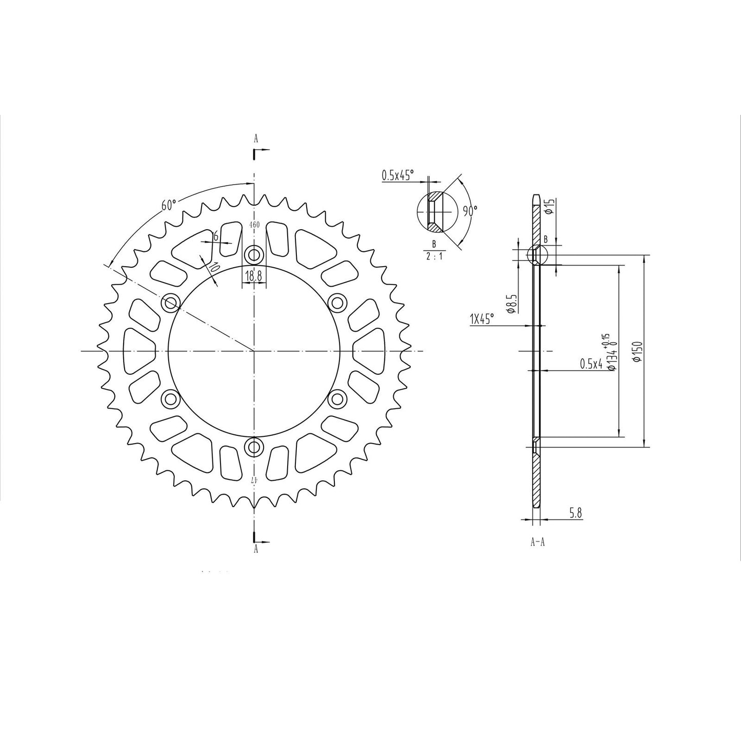 BikeMaster Rear Sprocket 520 - 47-Tooth 240 460 47_130065