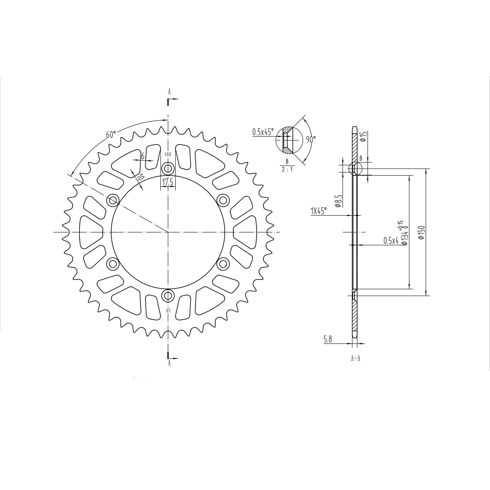 BikeMaster Rear Sprocket 520 - 48-Tooth 240 460 48_130066