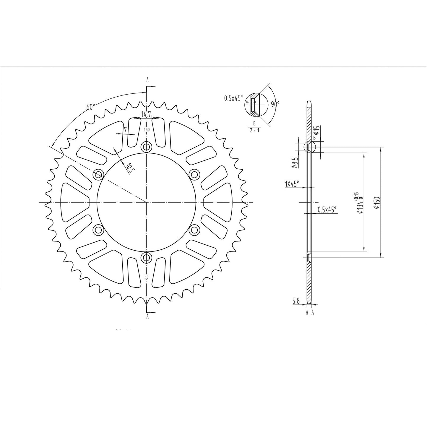 BikeMaster Rear Sprocket 520 - 53-Tooth 240 460 53_130072