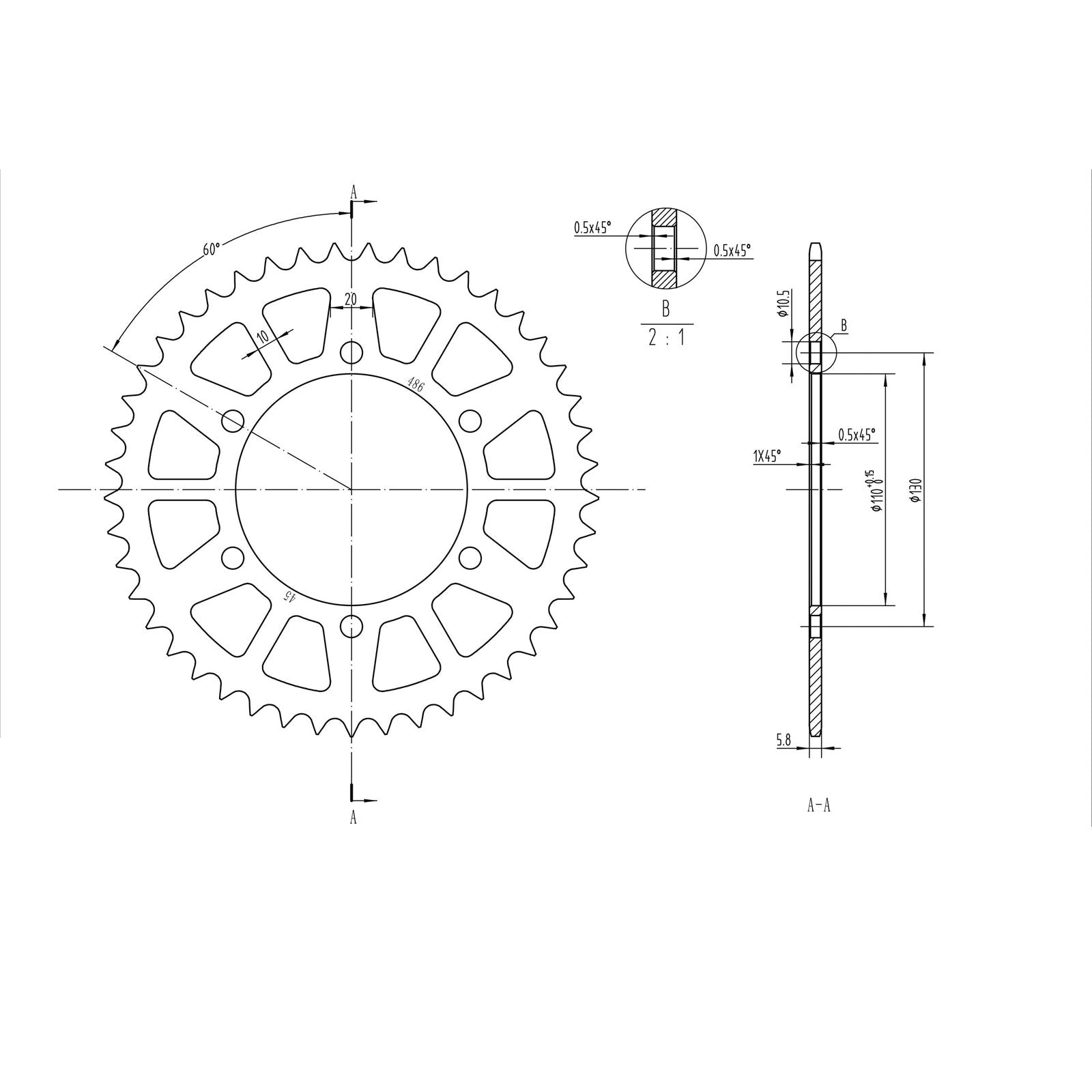 BikeMaster Rear Sprocket 520 - 45-Tooth 240 486 45_130084
