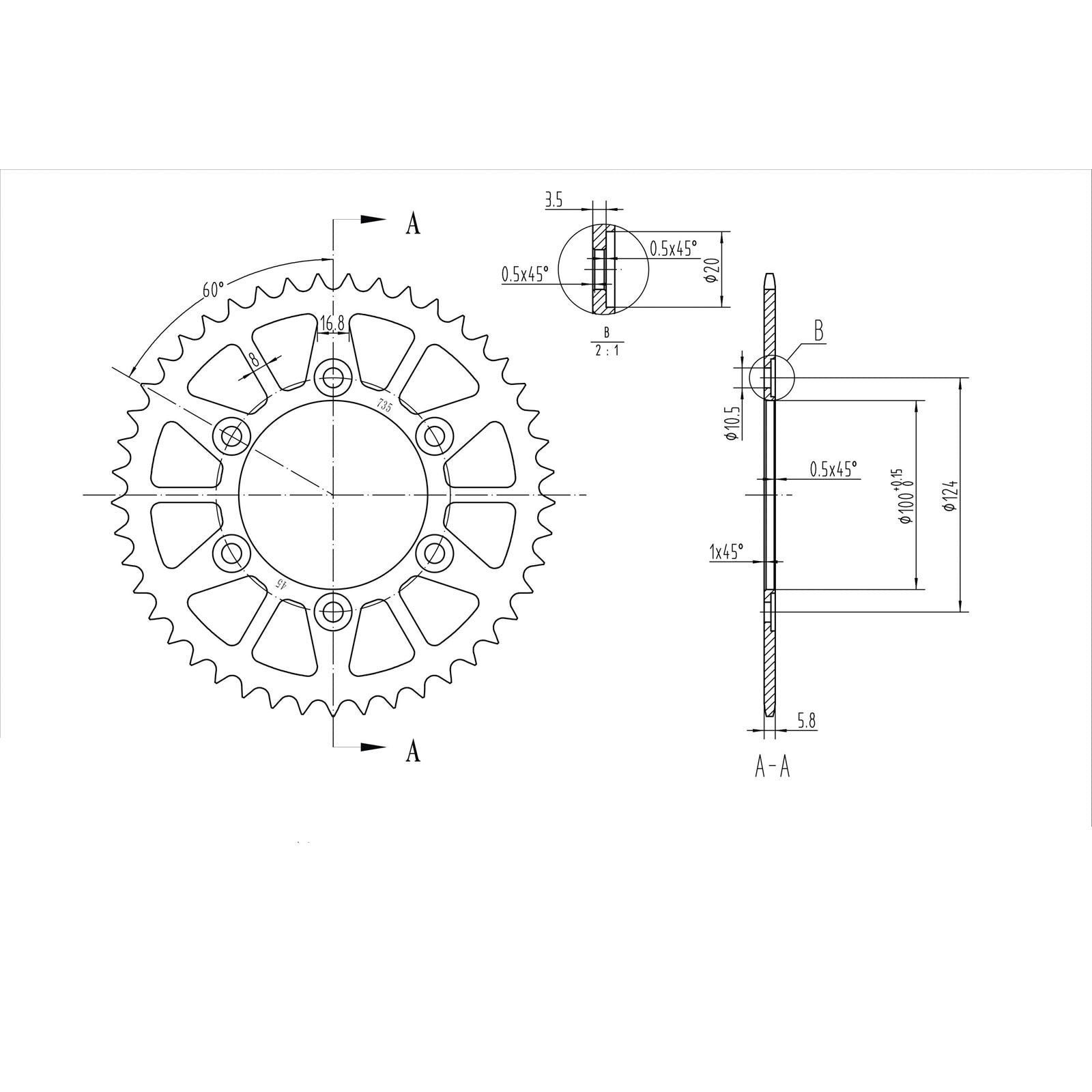 BikeMaster Rear Sprocket 520 - 45-Tooth 240 735 45_130098