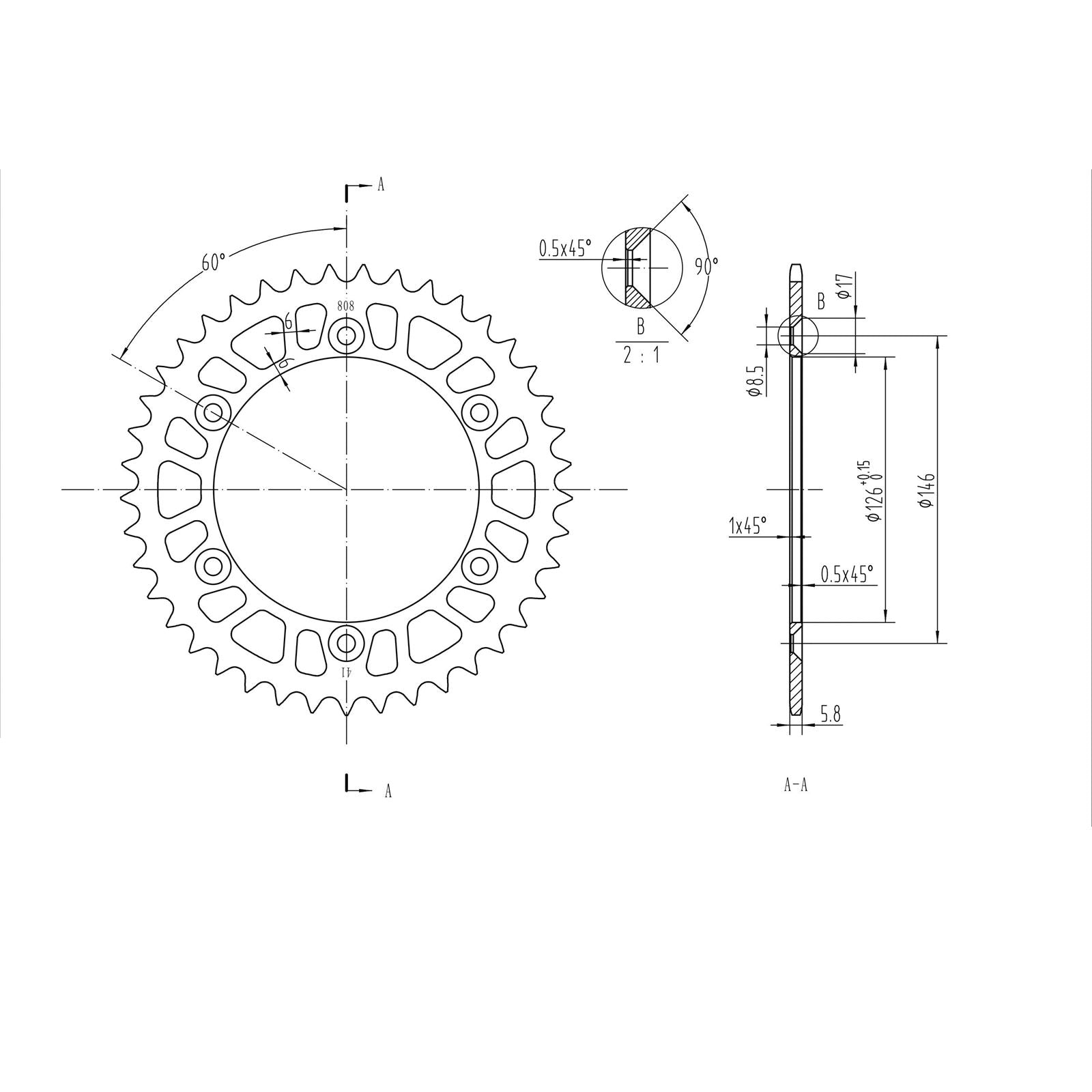 BikeMaster Rear Sprocket 520 - 41-Tooth 240 808 41_130102