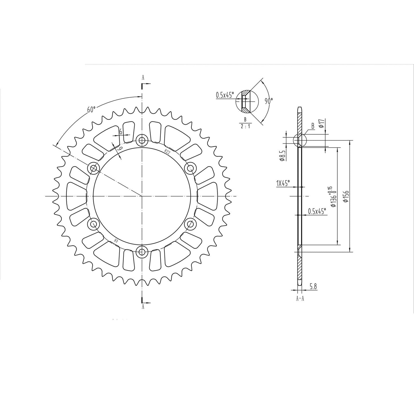 BikeMaster Rear Sprocket 520 - 48-Tooth 240 822 48_130127