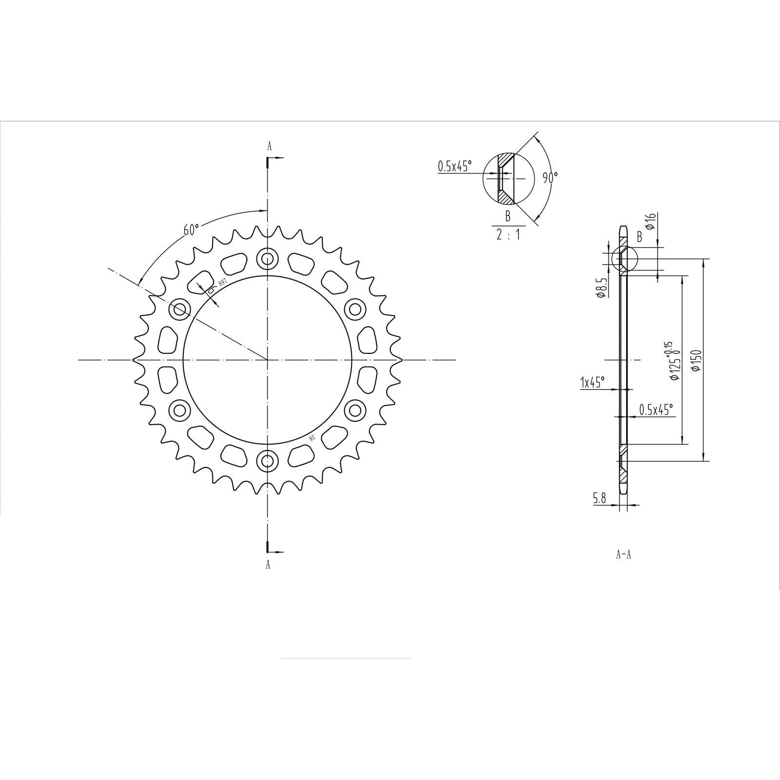 BikeMaster Rear Sprocket 520 - 38-Tooth 240 897 38_130163