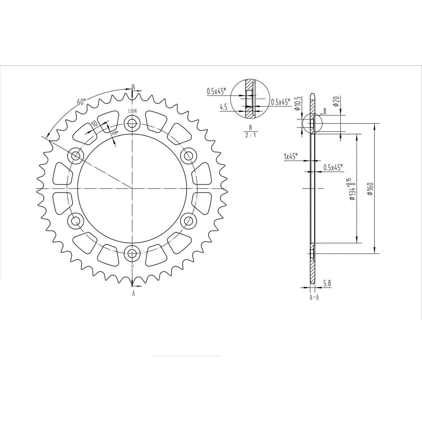 BikeMaster Rear Sprocket 520 - 45-Tooth 241 308 45_130177