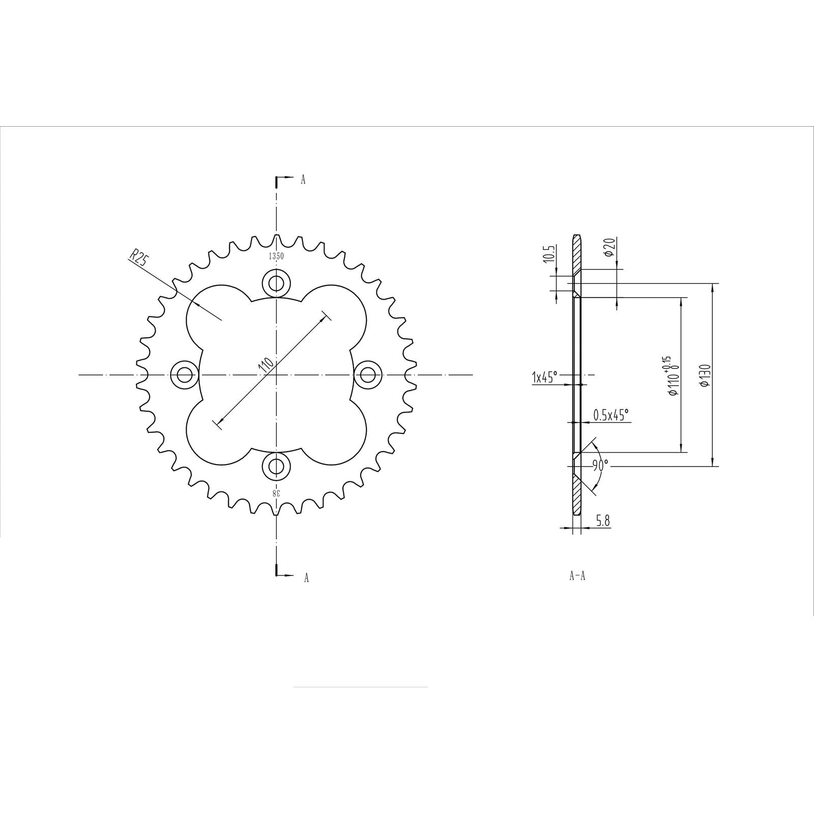 BikeMaster Rear Sprocket 520 - 38-Tooth 241 350 38_130178