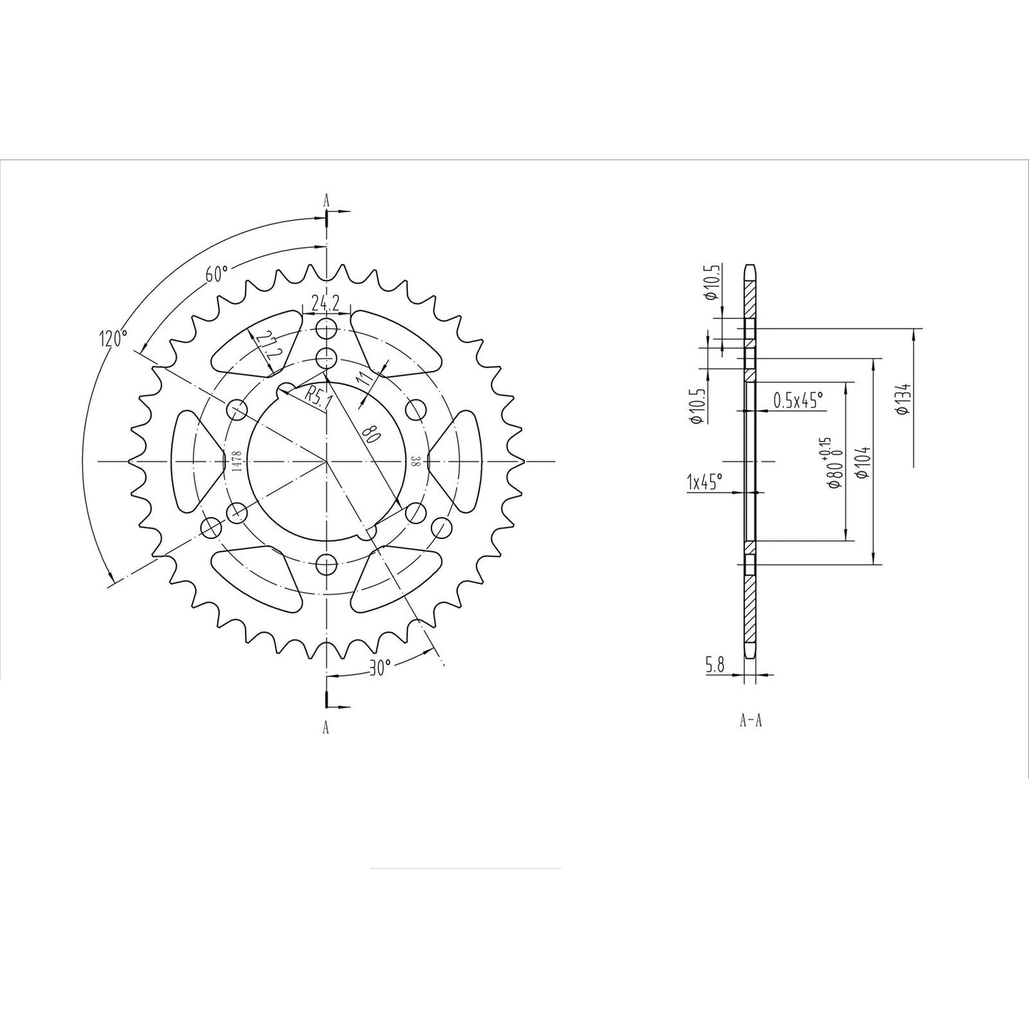 BikeMaster Rear Sprocket 520 - 38-Tooth 241 478 38_130189