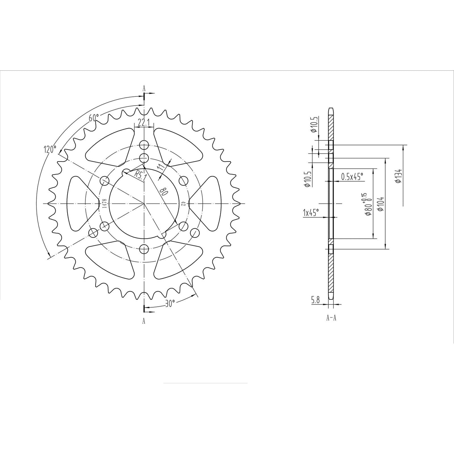BikeMaster Rear Sprocket 520 - 42-Tooth 241 478 42_130192