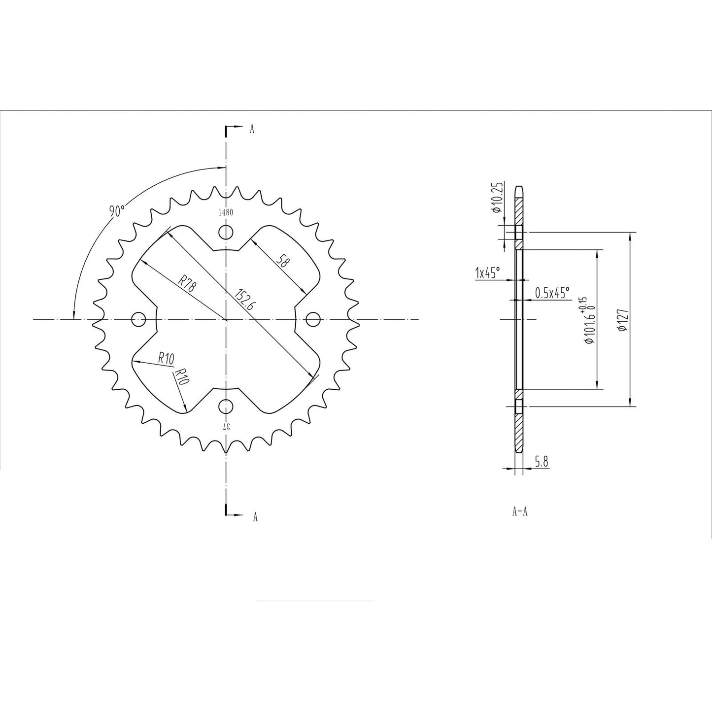 BikeMaster Rear Sprocket 520 - 37-Tooth 241 480 37_130193
