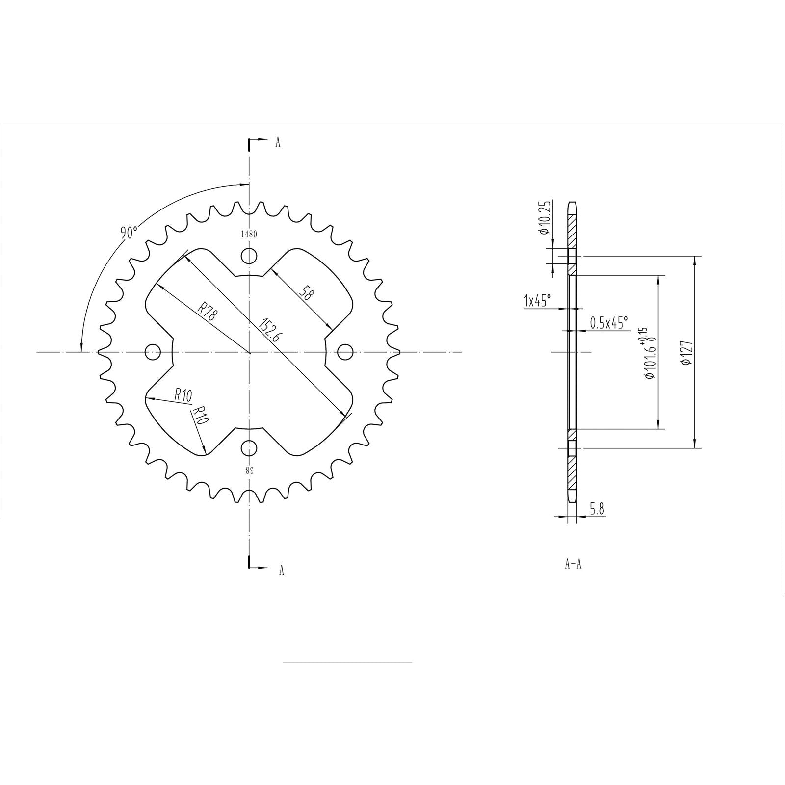 BikeMaster Rear Sprocket 520 - 38-Tooth 241 480 38_130194