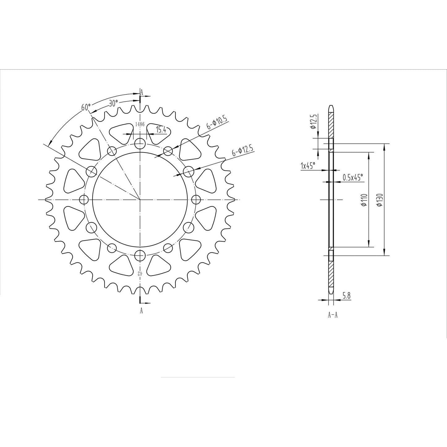 BikeMaster Rear Sprocket 520 - 42-Tooth 241 486 42_130196