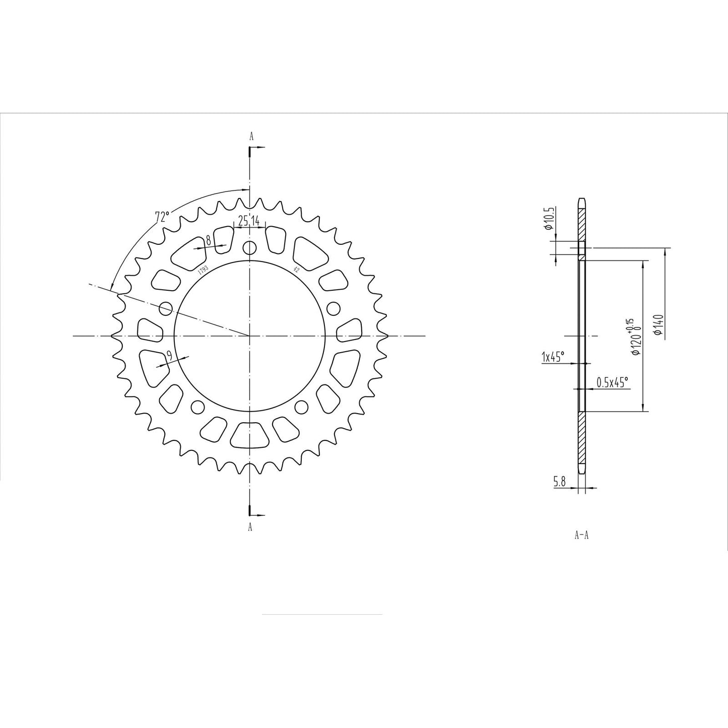 BikeMaster Rear Sprocket 520 - 42-Tooth 241 793 42_130203