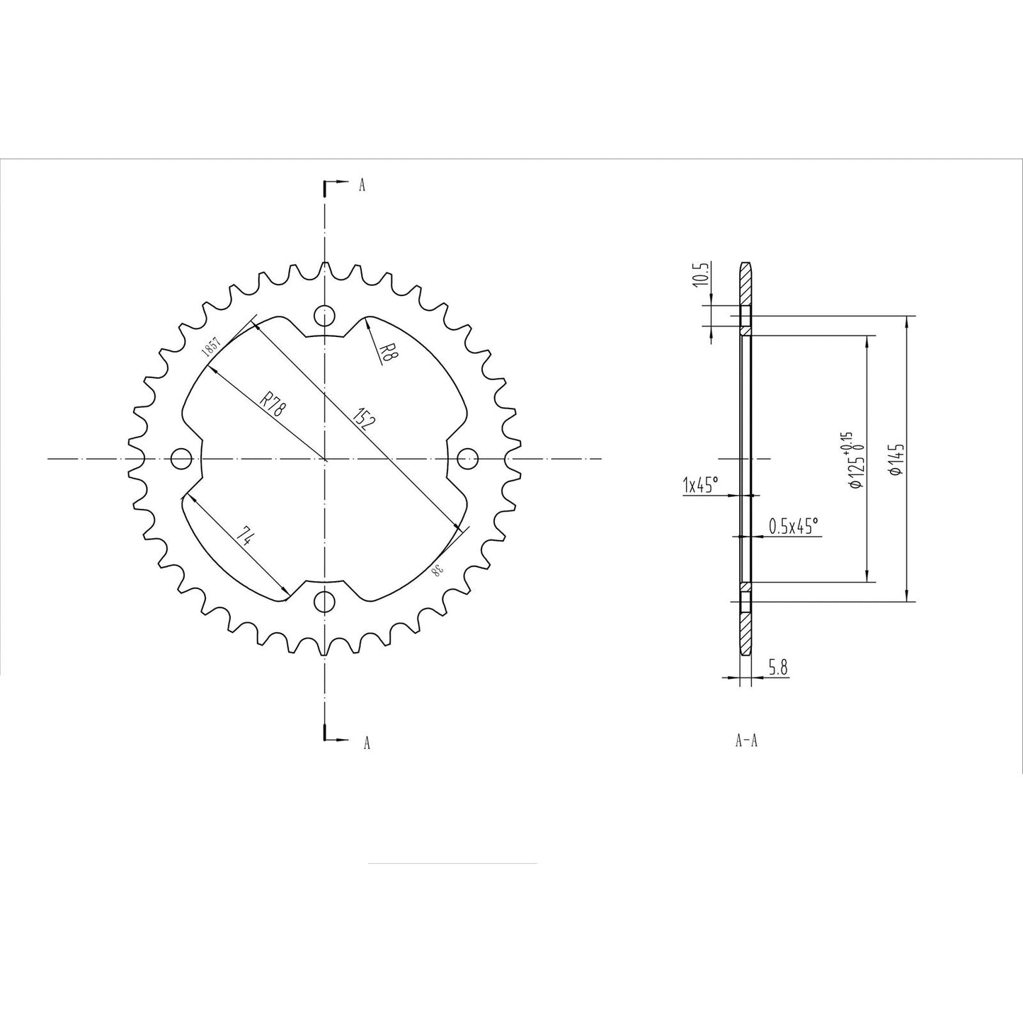 BikeMaster Rear Sprocket 520 - 38-Tooth 241 857 38_130213