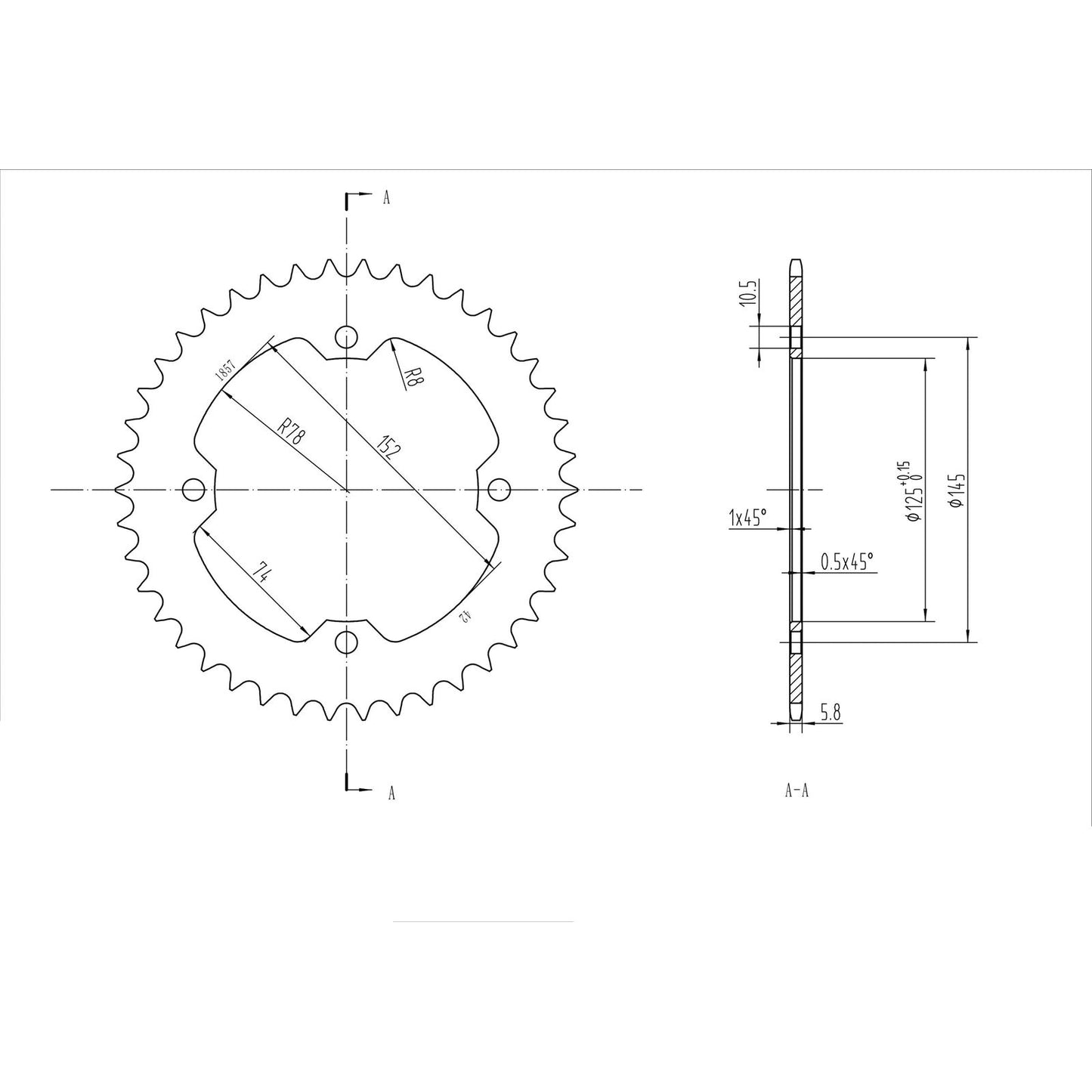 BikeMaster Rear Sprocket 520 - 42-Tooth 241 857 42_130215
