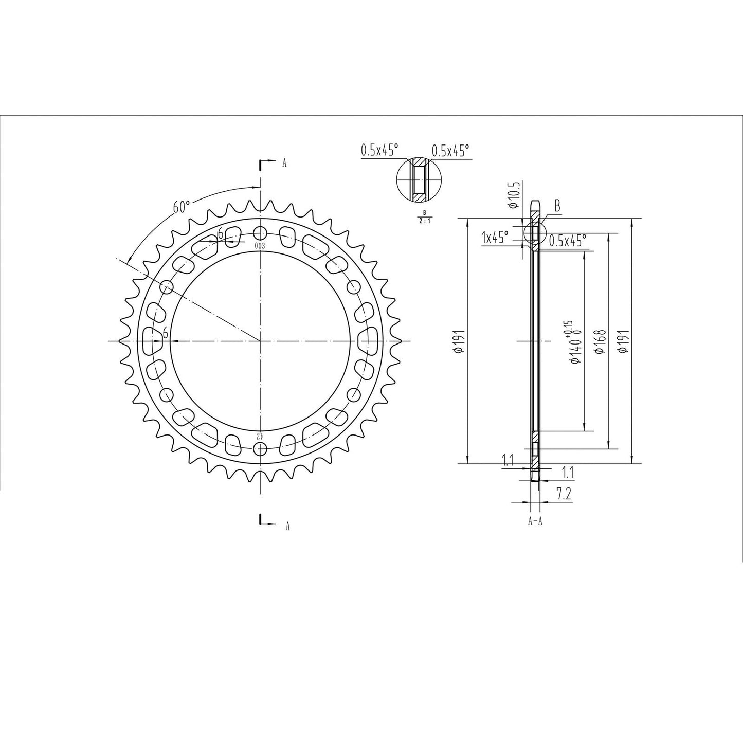 BikeMaster Rear Sprocket 525 - 42-Tooth 250 003 42_130221