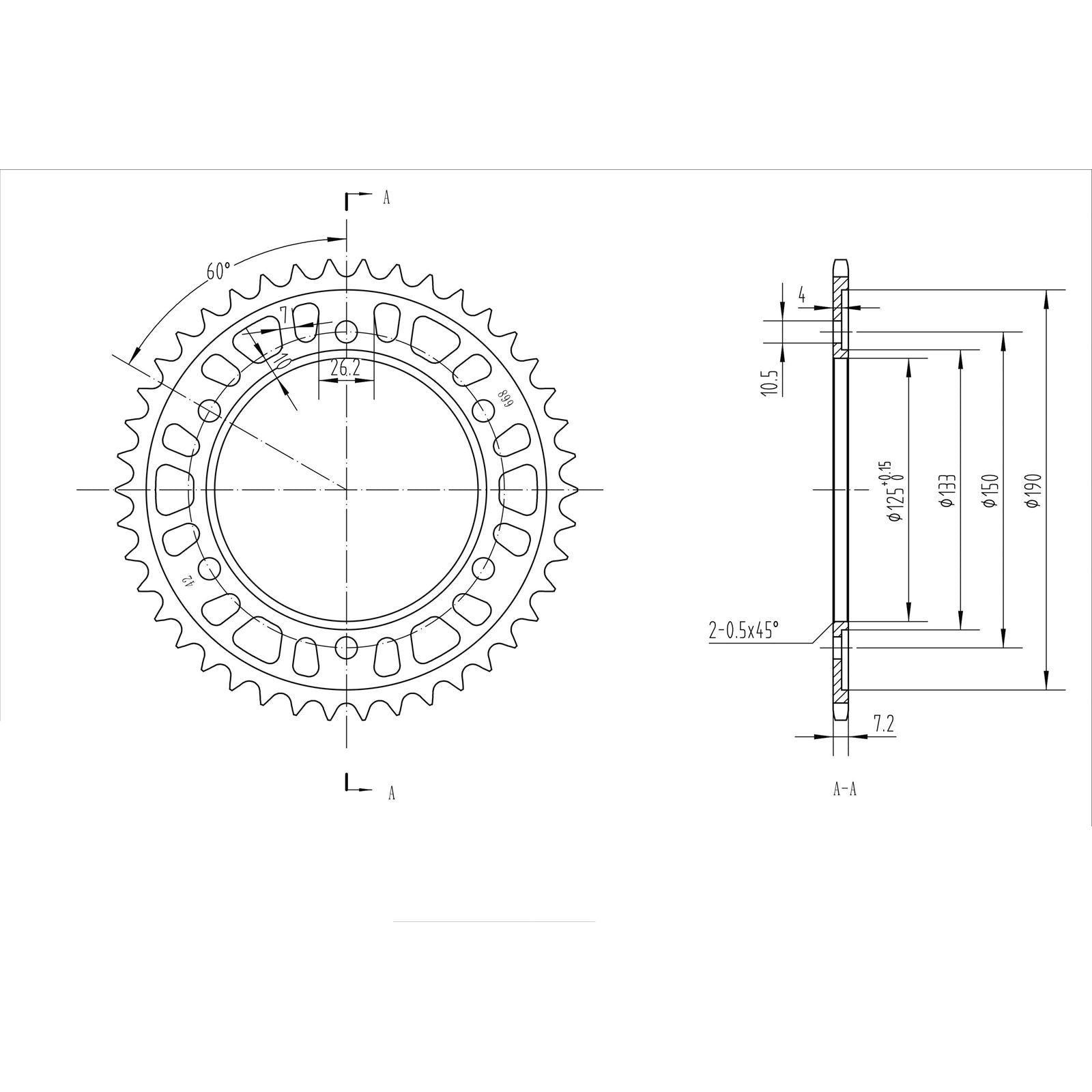BikeMaster Rear Sprocket 525 - 42-Tooth 250 899 42_130252