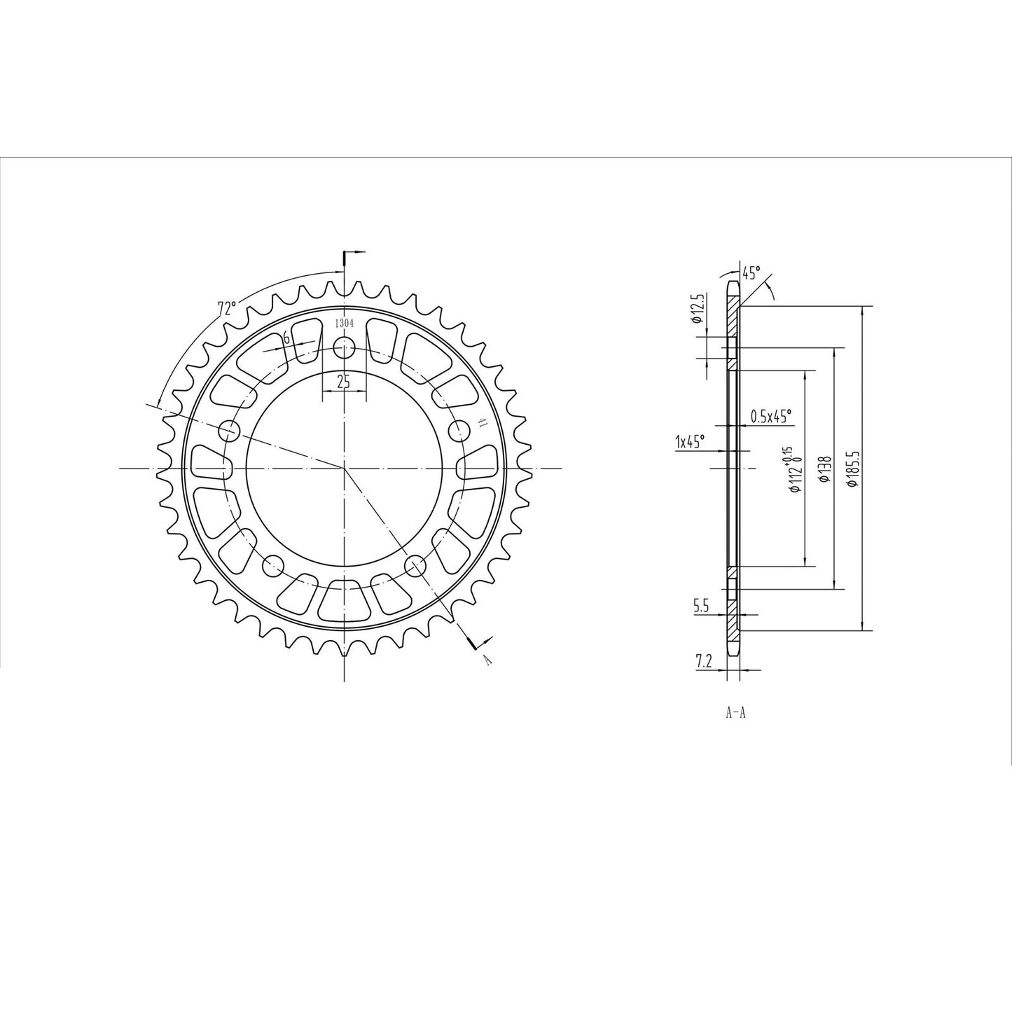 BikeMaster Rear Sprocket 525 - 41-Tooth 251 304 41_130256