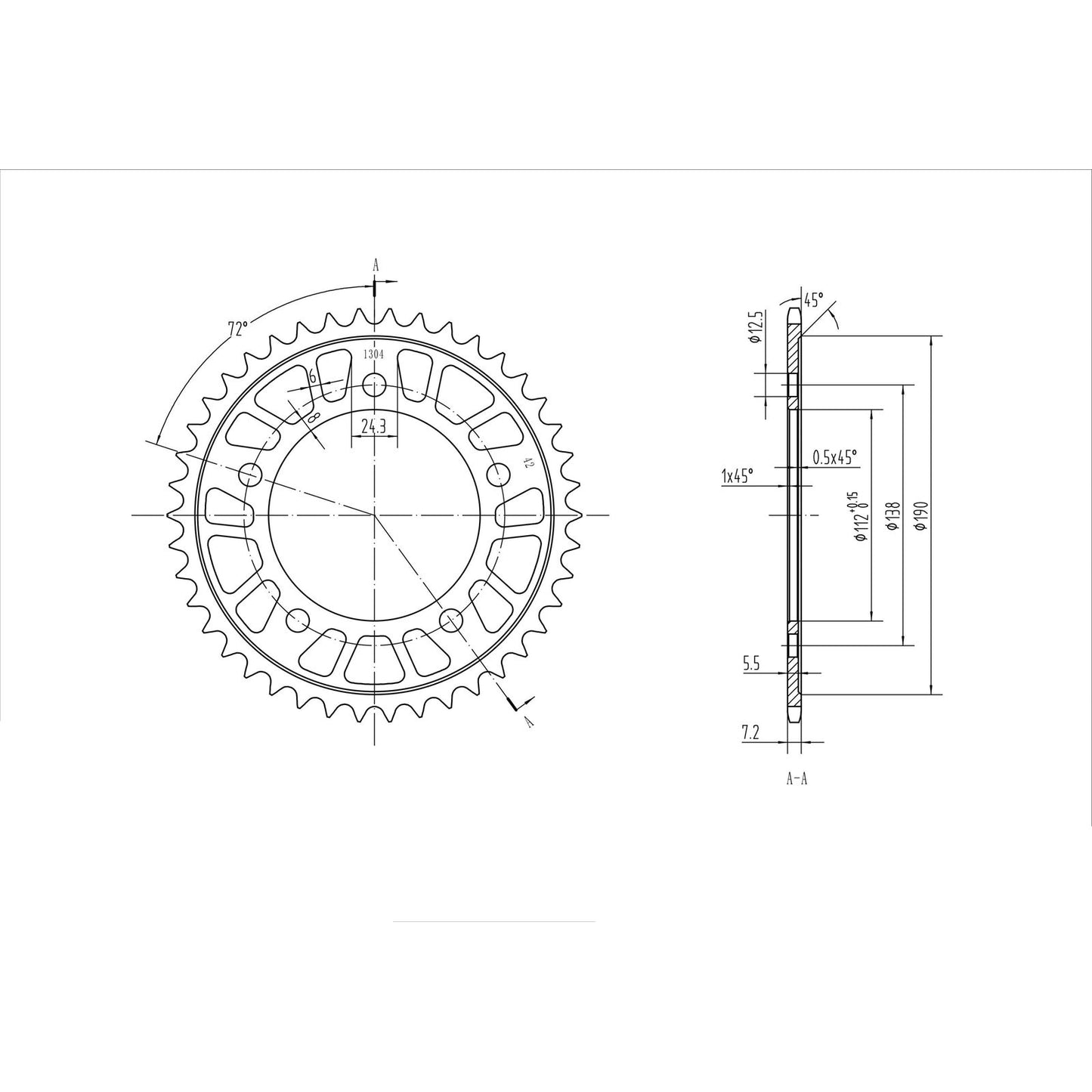 BikeMaster Rear Sprocket 525 - 42-Tooth 251 304 42_130258