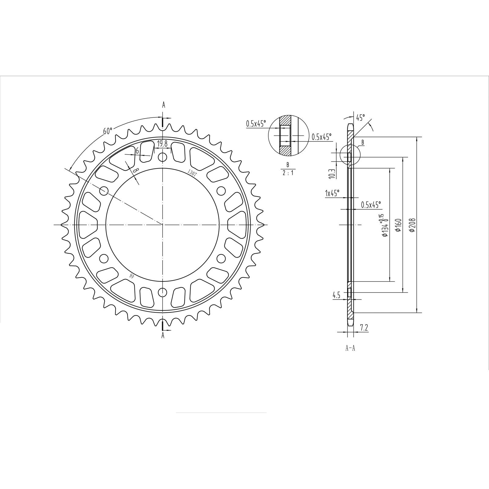 BikeMaster Rear Sprocket 525 - 46-Tooth 251 307 46_130267