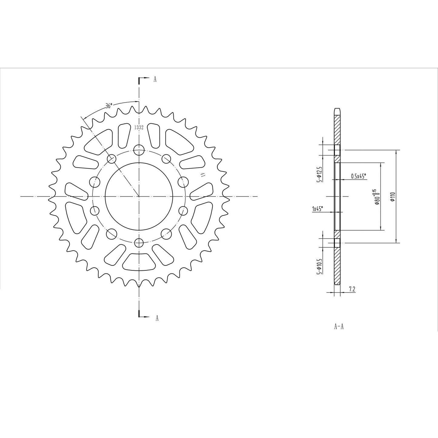 BikeMaster Rear Sprocket 525 - 41-Tooth 251 332 41_130275
