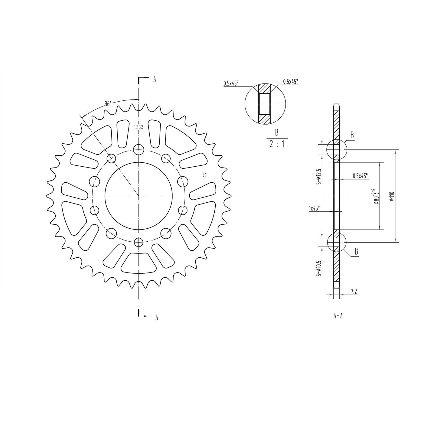 BikeMaster Rear Sprocket 525 - 42-Tooth 251 332 42_130276