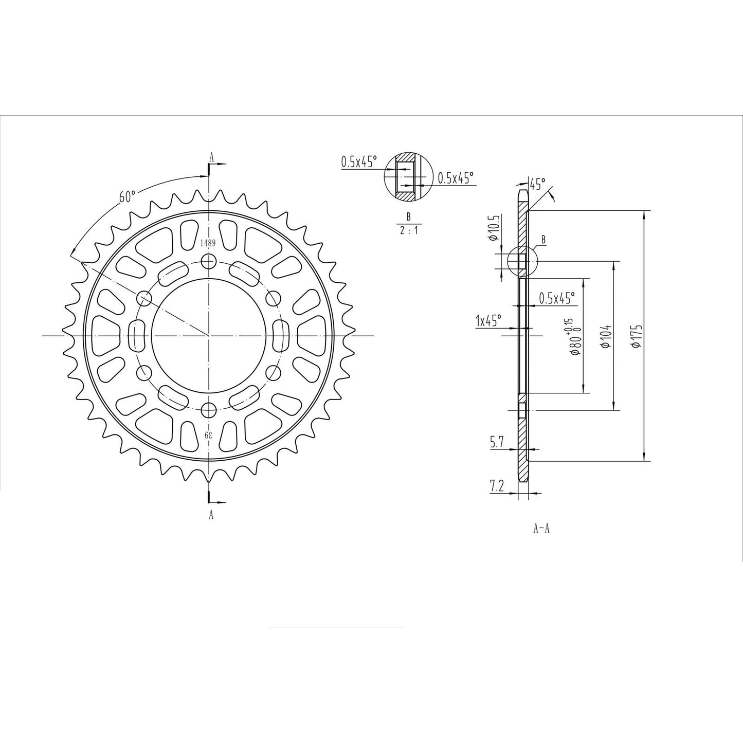 BikeMaster Rear Sprocket 525 - 39-Tooth 251 489 39_130279