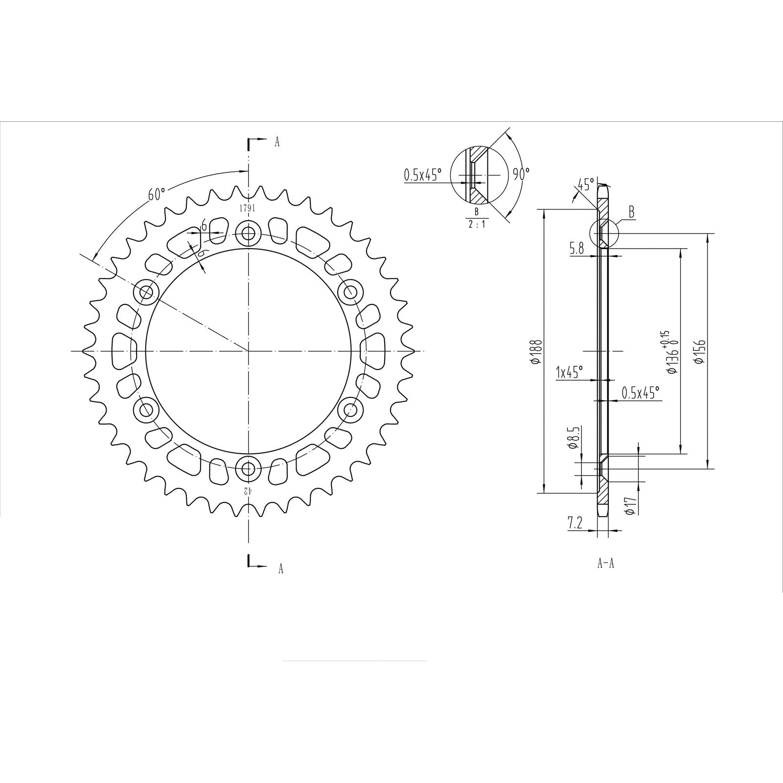 BikeMaster Rear Sprocket 525 - 42-Tooth 251 791 42_130286