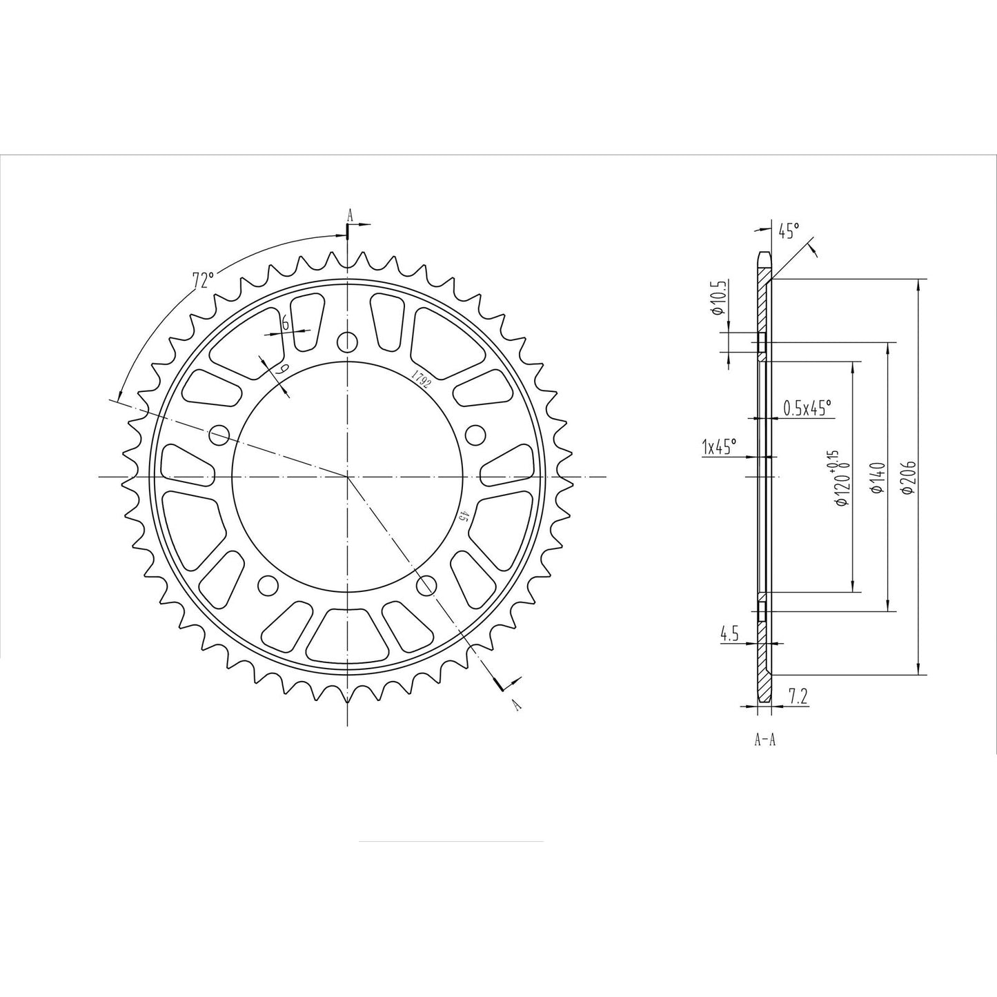 BikeMaster Rear Sprocket 525 - 45-Tooth 251 792 45_130291