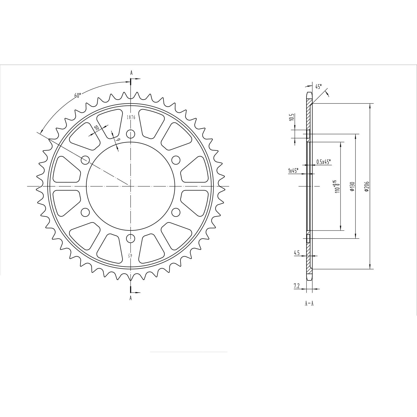 BikeMaster Rear Sprocket 525 - 45-Tooth 251 876 45_130297