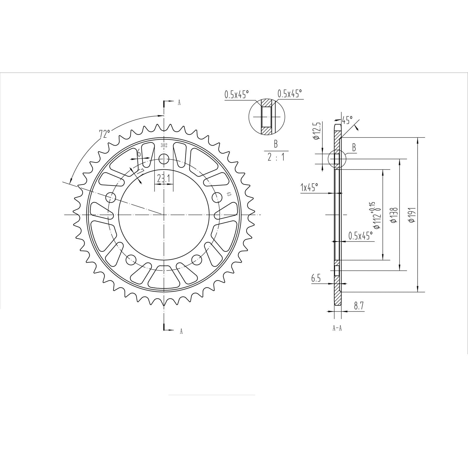 BikeMaster Rear Sprocket 530 - 43-Tooth 260 302 43_130321