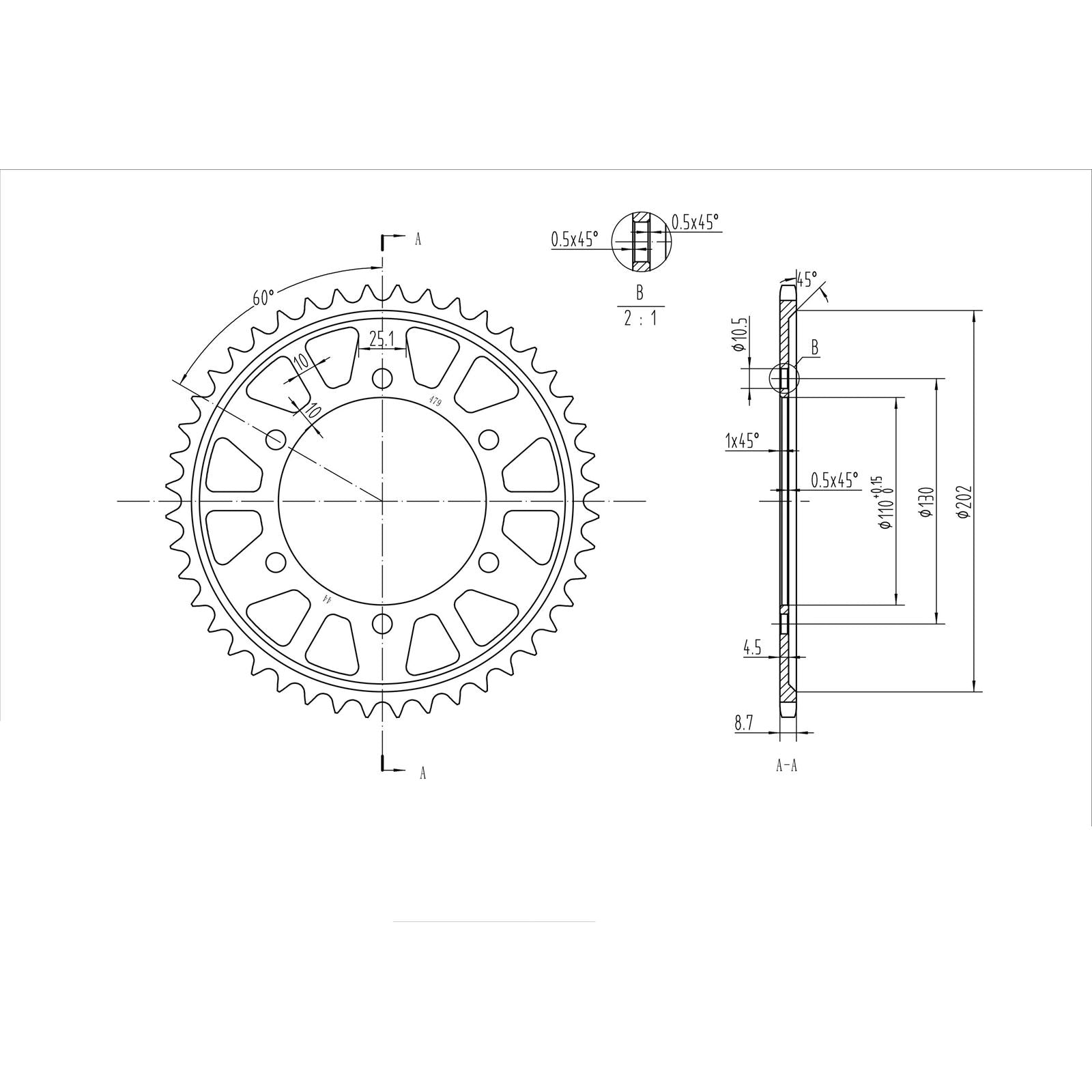 BikeMaster Rear Sprocket 530 - 44-Tooth 260 479 44_130332