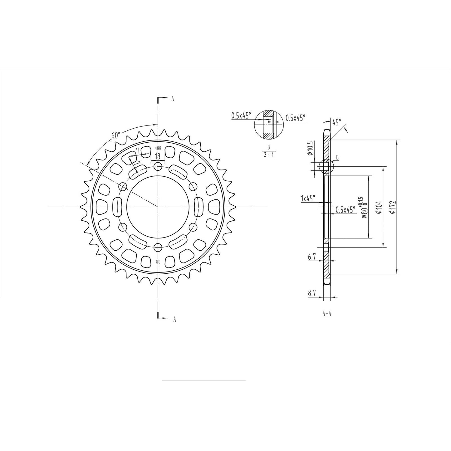 BikeMaster Rear Sprocket 530 - 38-Tooth 260 488 38_130337