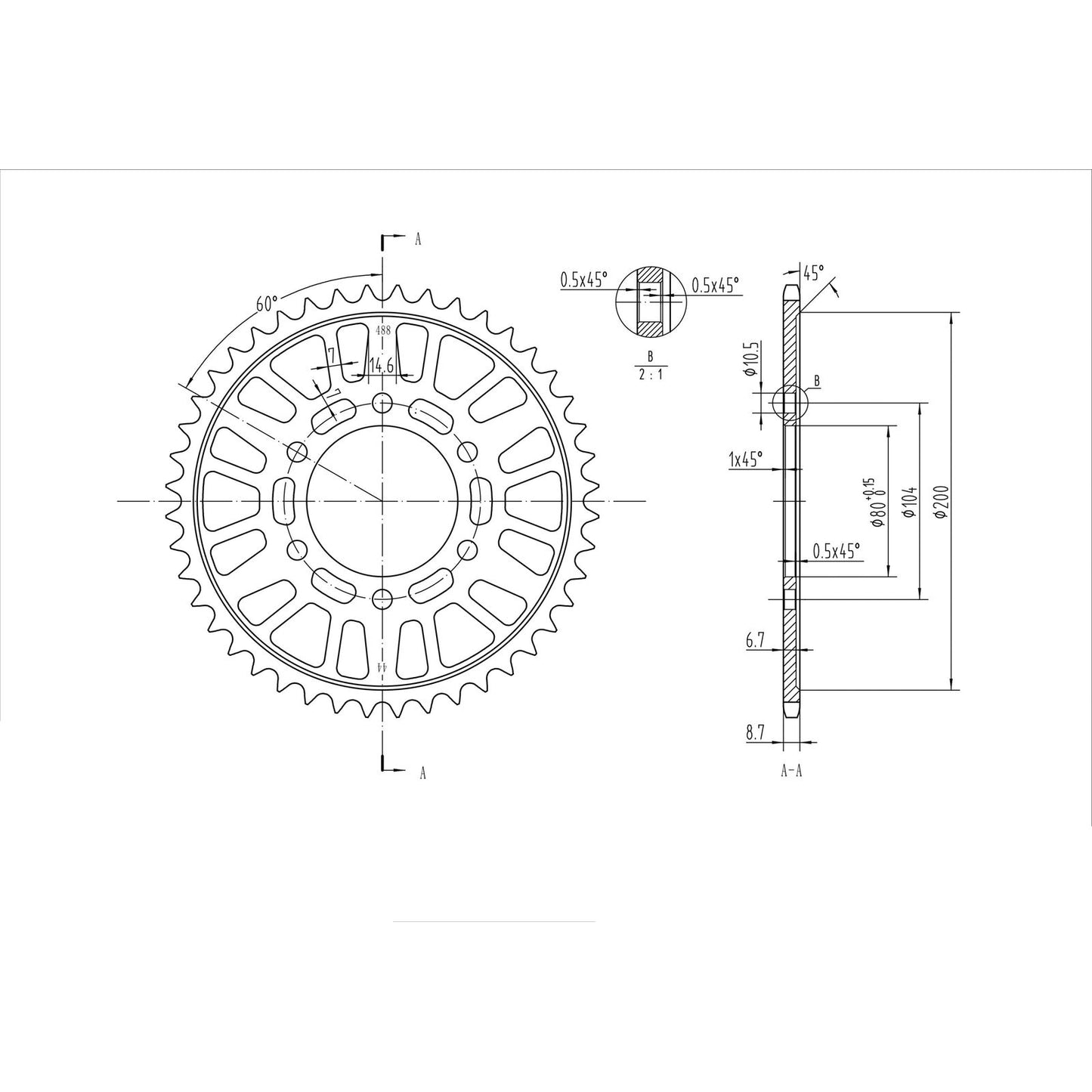 BikeMaster Rear Sprocket 530 - 44-Tooth 260 488 44_130342