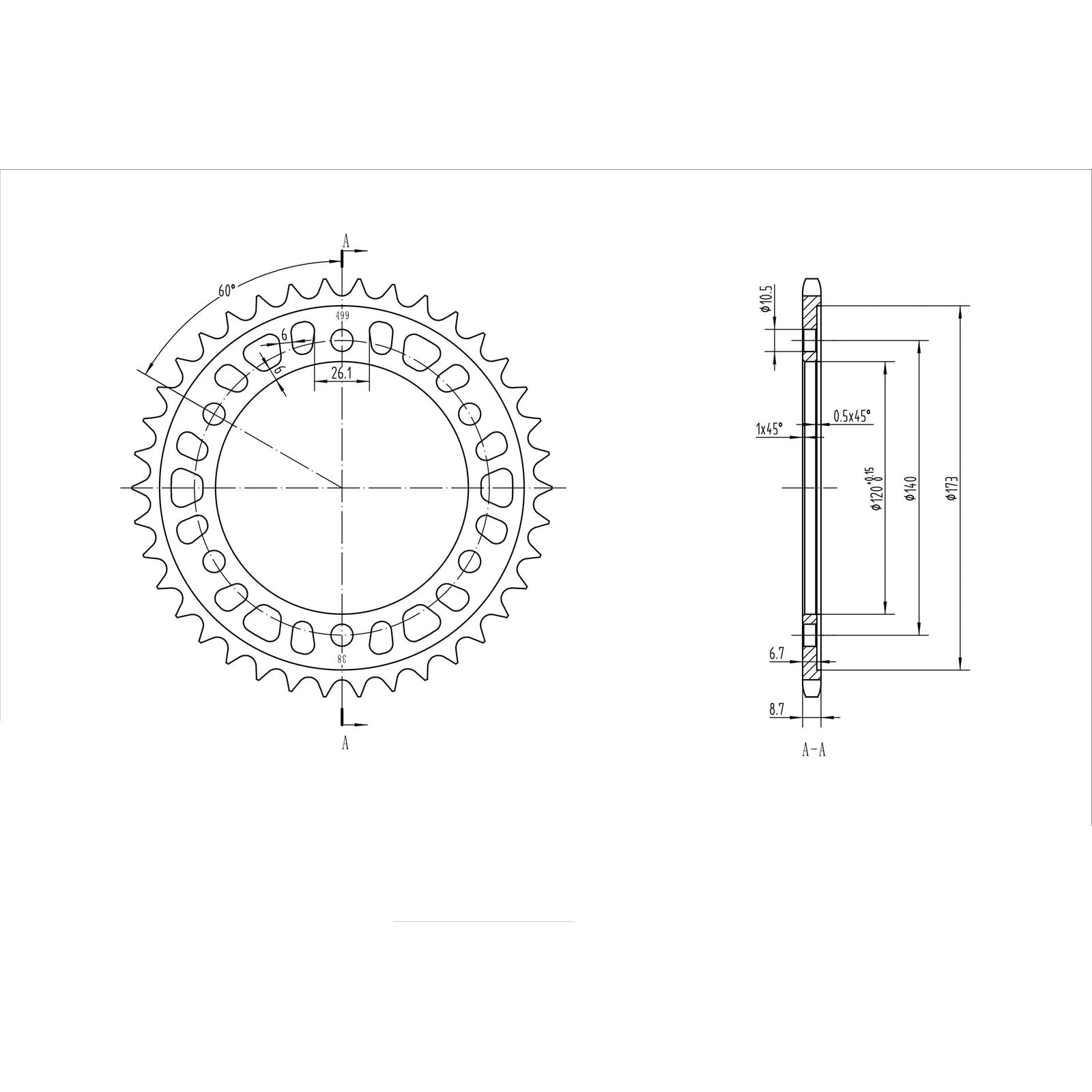BikeMaster Rear Sprocket 530 - 38-Tooth 260 499 38_130346