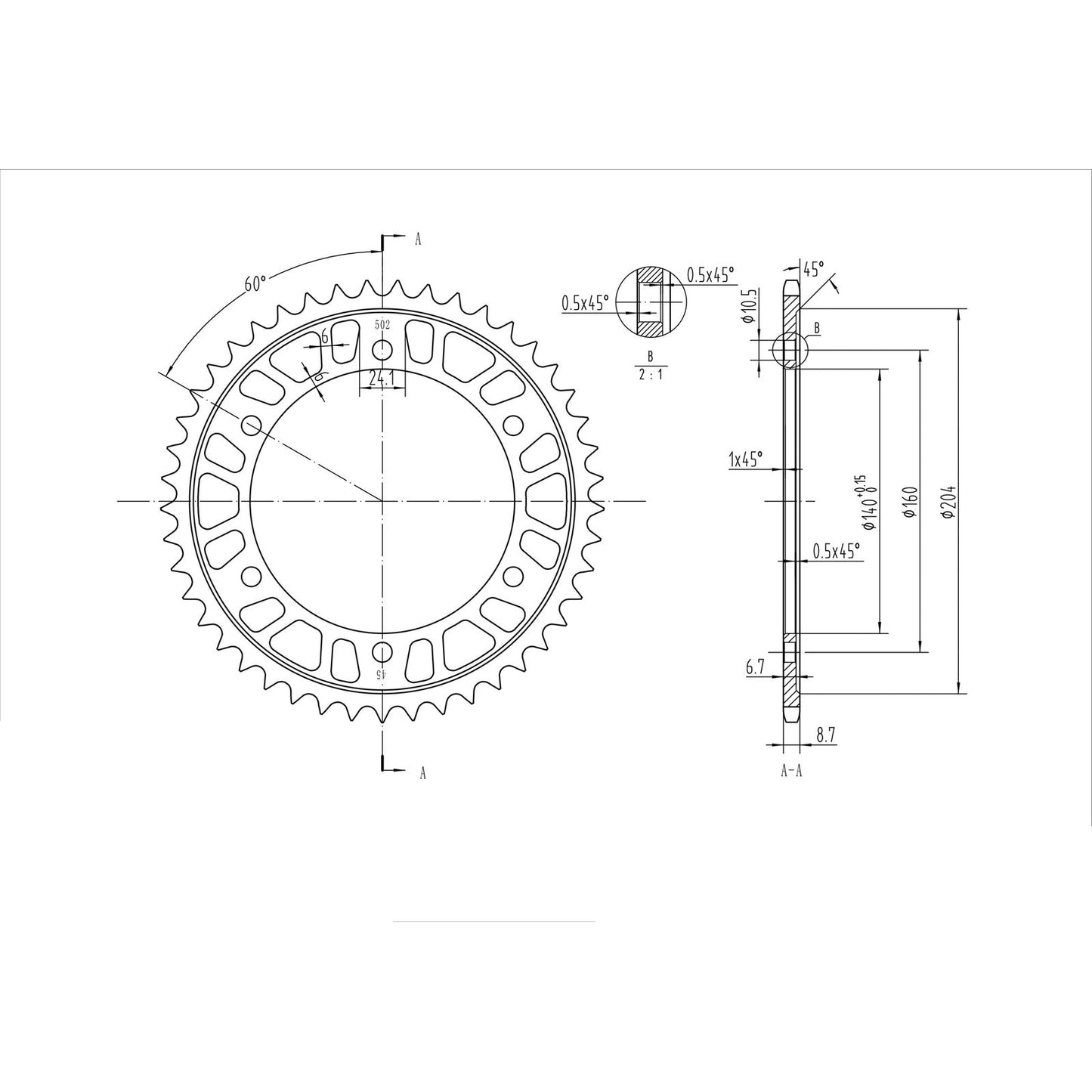 BikeMaster Rear Sprocket 530 - 45-Tooth 260 502 45_130356