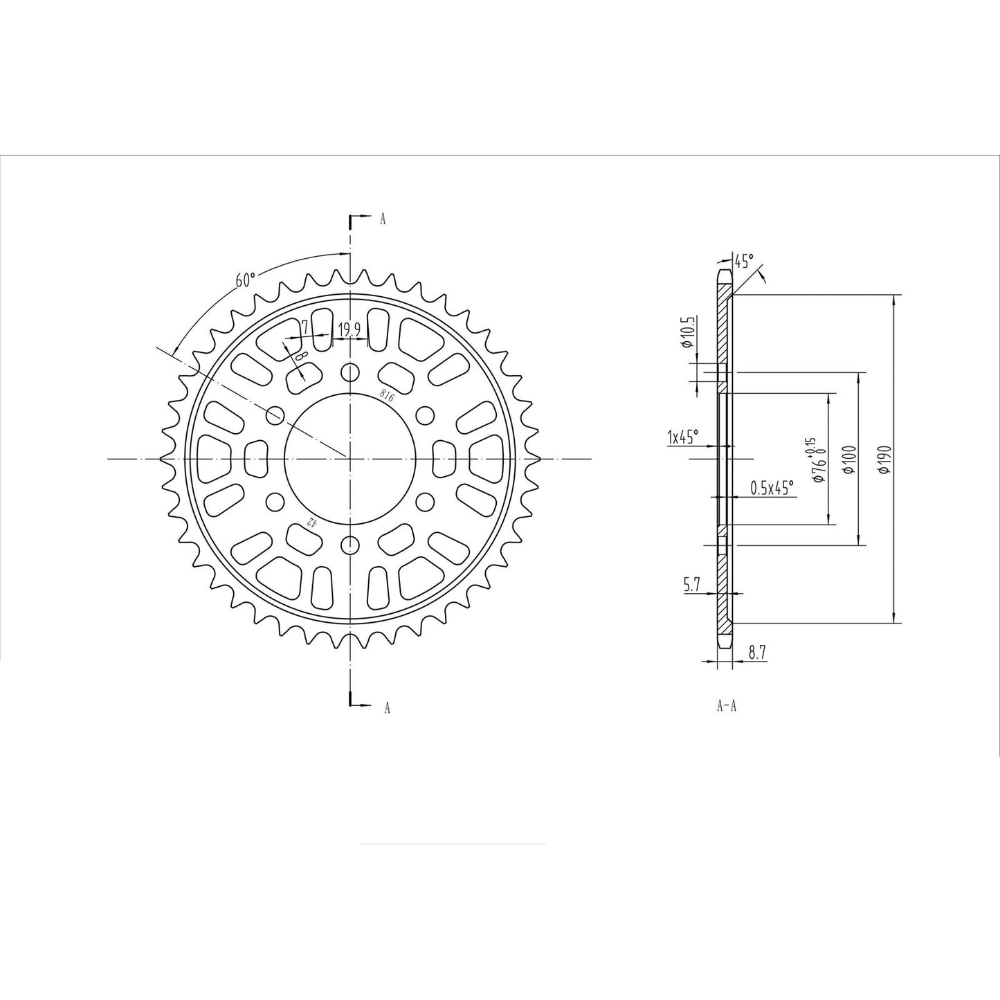 BikeMaster Rear Sprocket 530 - 42-Tooth 260 816 42_130360
