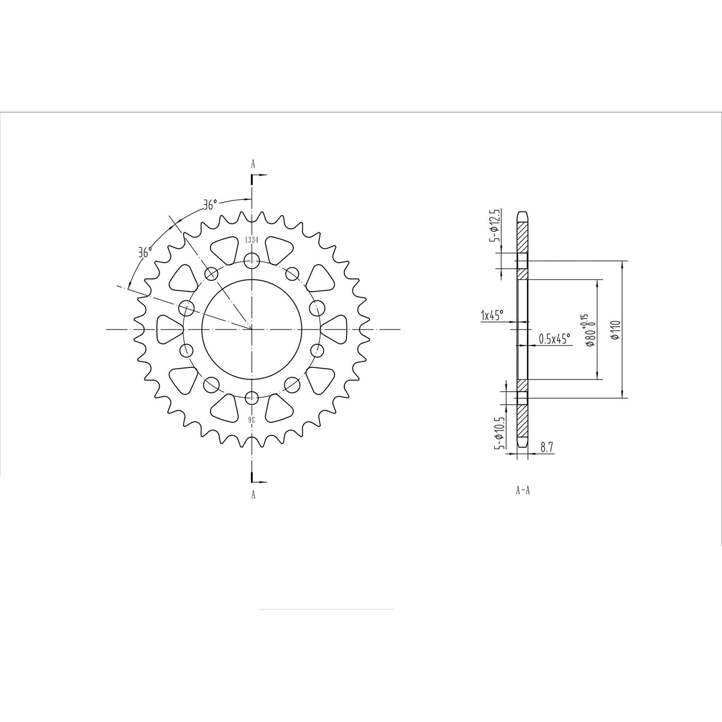 BikeMaster Rear Sprocket 530 - 36-Tooth 261 334 36_130402