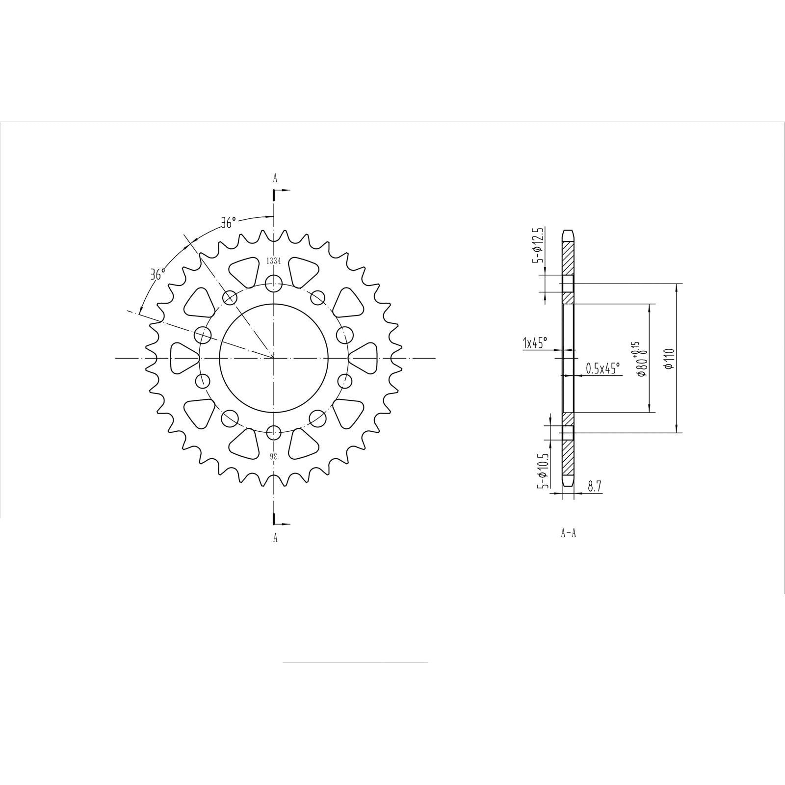 BikeMaster Rear Sprocket 530 - 36-Tooth 261 334 36_130402