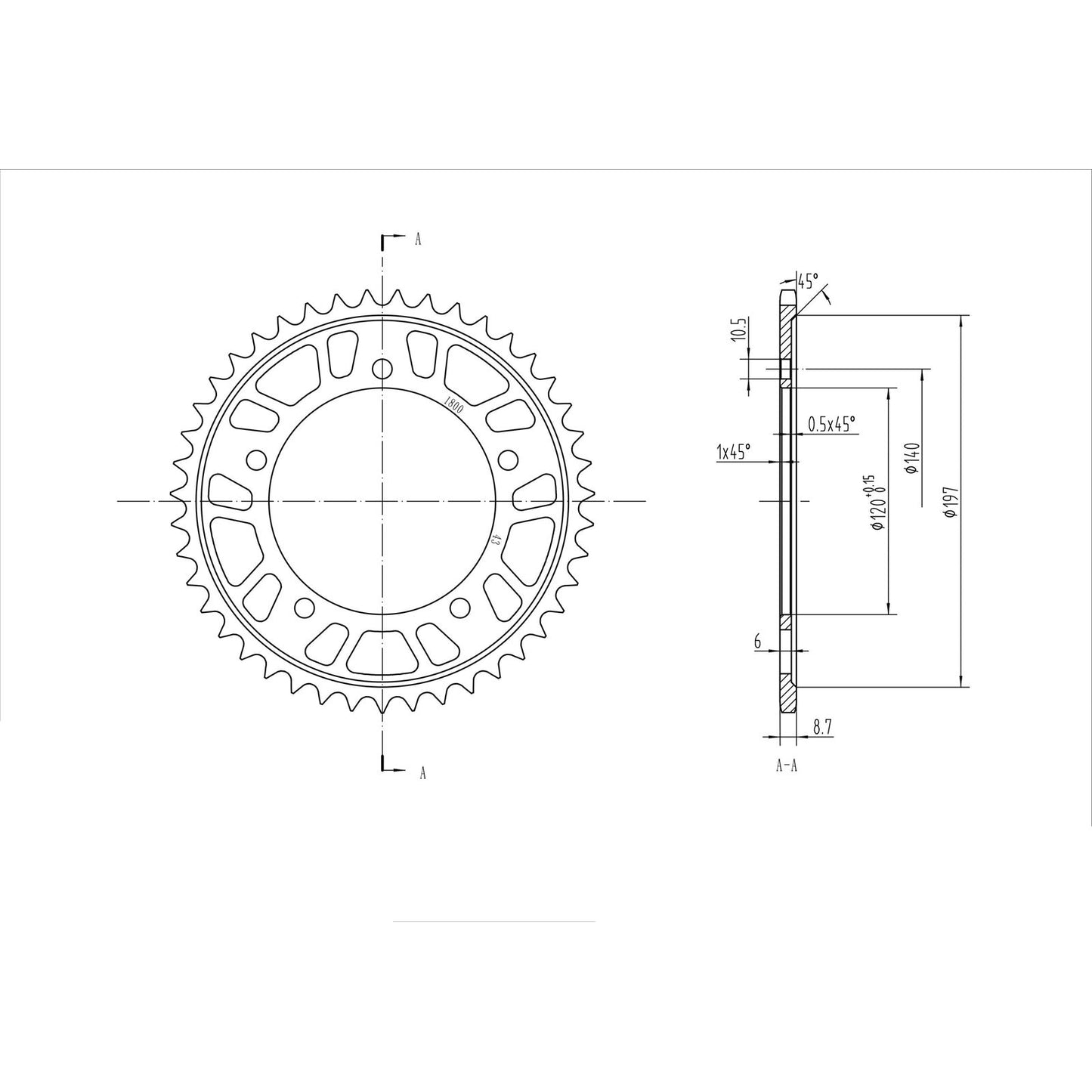 BikeMaster Rear Sprocket 530 - 43-Tooth 261 800 43_130423