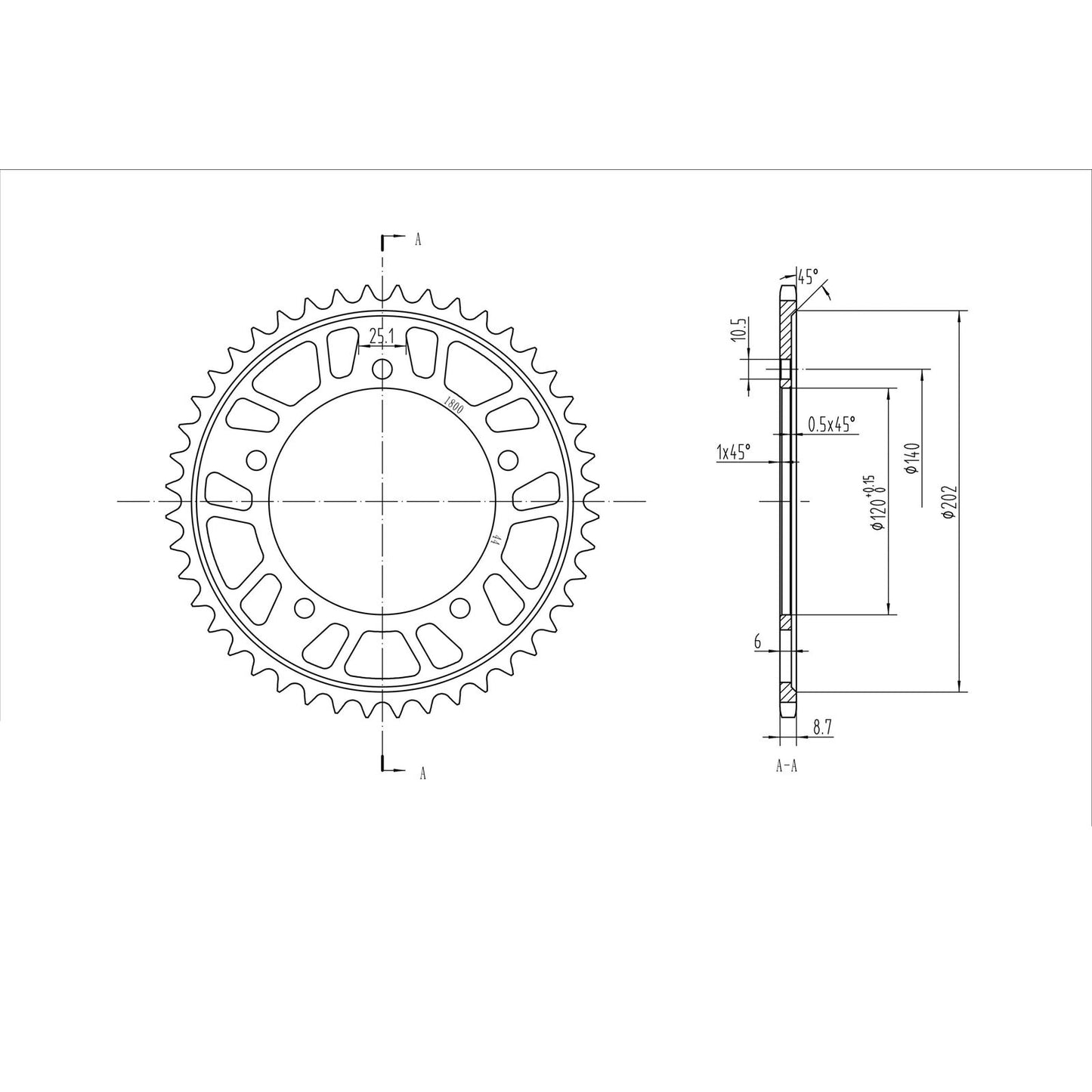 BikeMaster Rear Sprocket 530 - 44-Tooth 261 800 44_130424