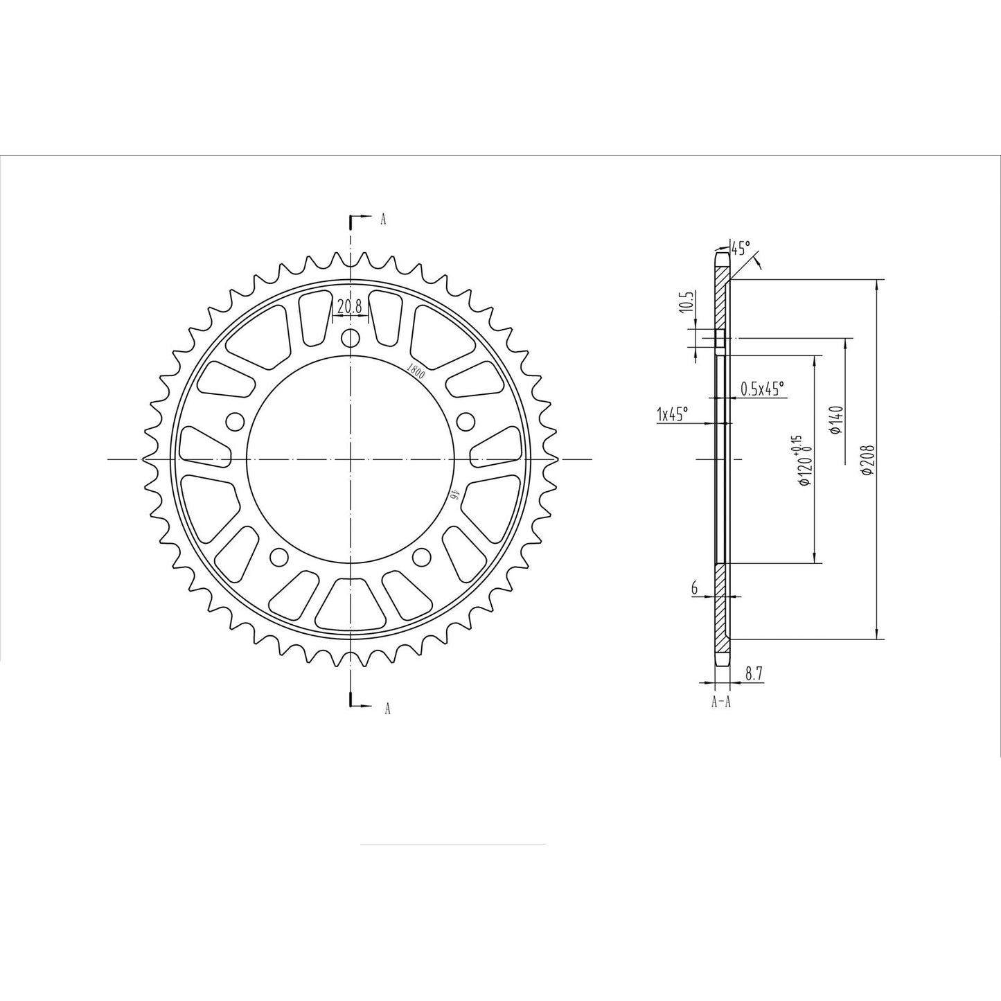 BikeMaster Rear Sprocket 530 - 46-Tooth 261 800 46_130427