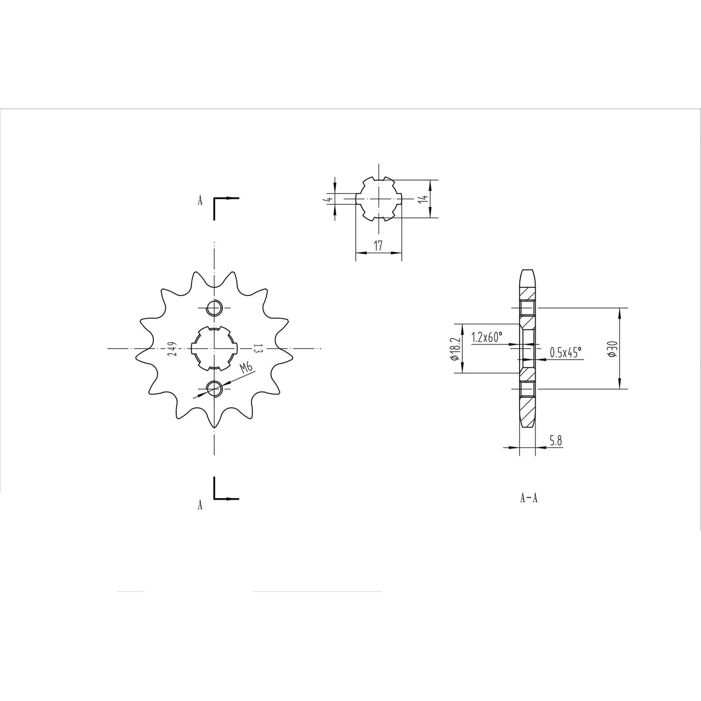BikeMaster Front Sprocket 420 - 13-Tooth 120 249 13_130448