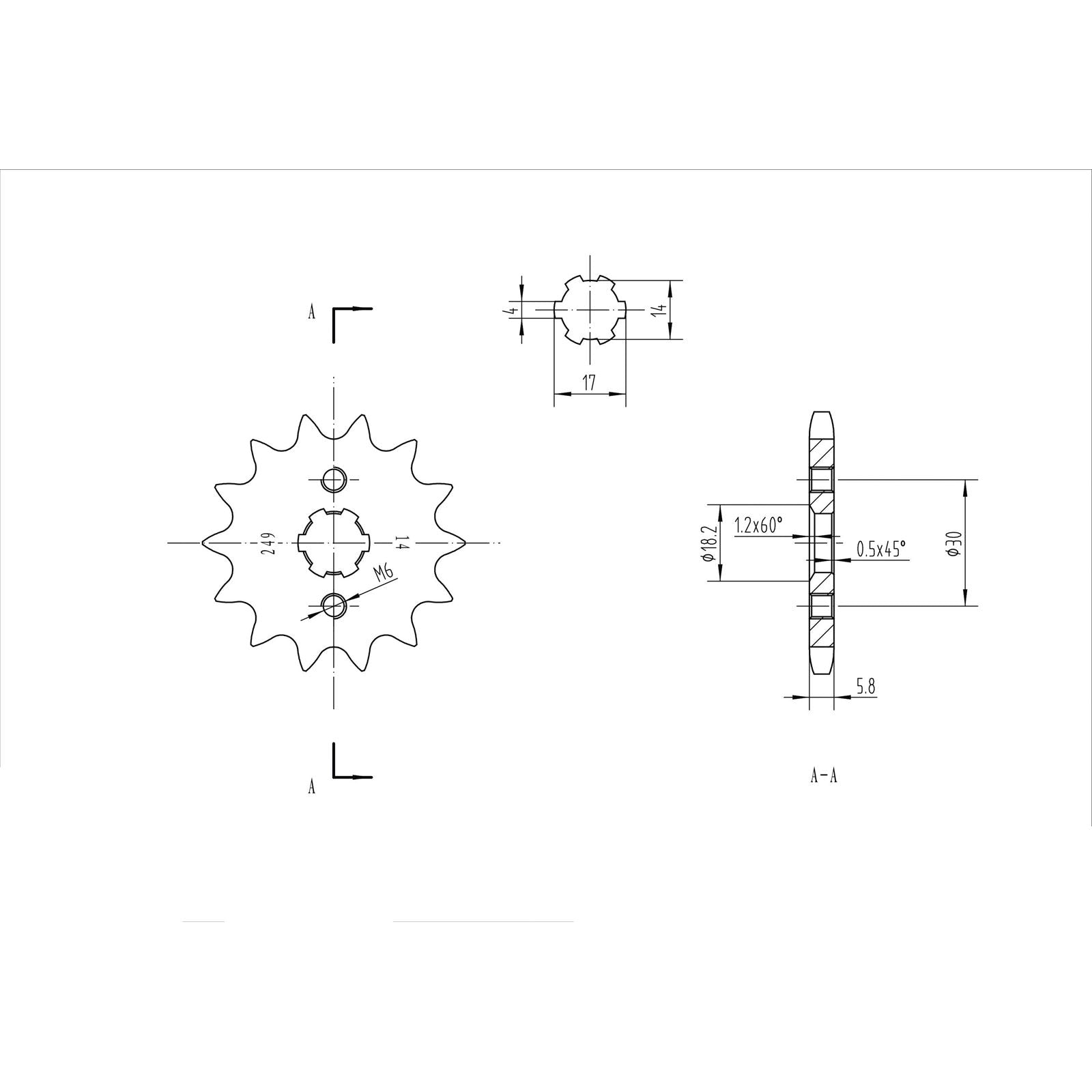 BikeMaster Front Sprocket 420 - 14-Tooth 120 249 14_130449