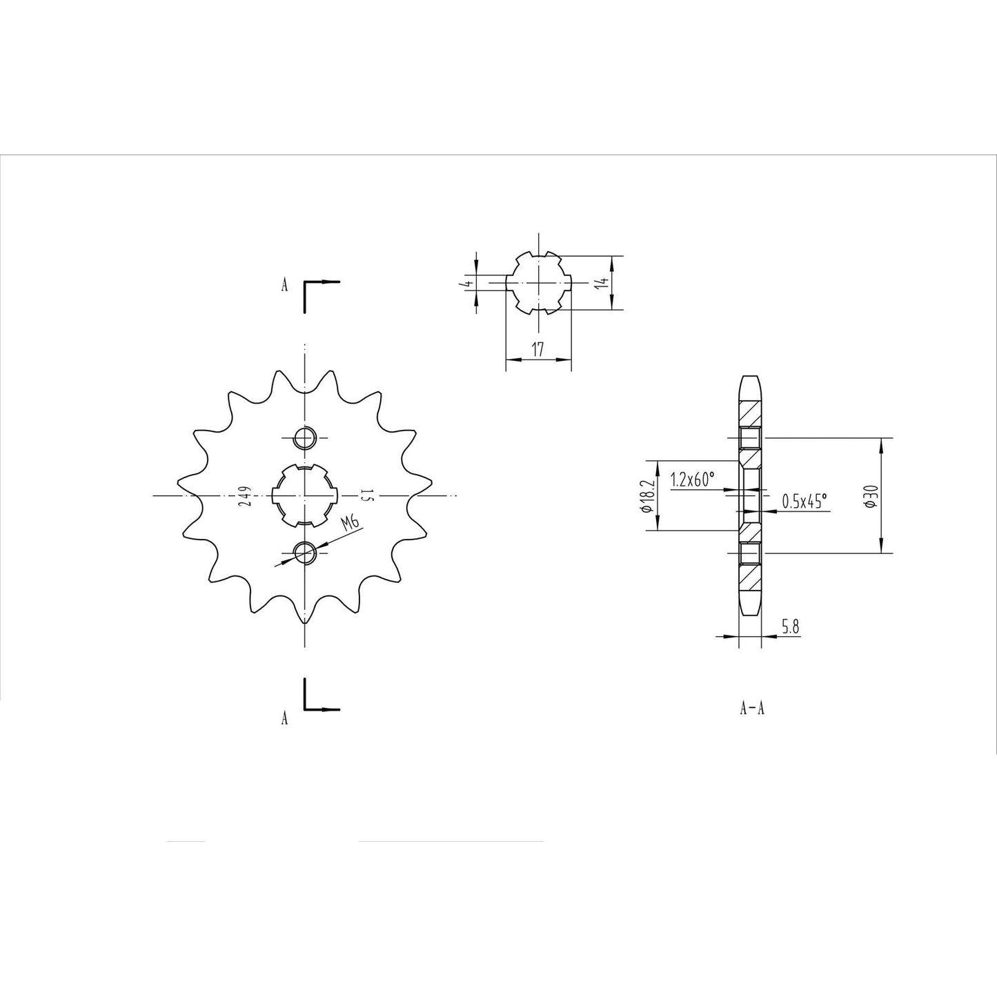 BikeMaster Front Sprocket 420 - 15-Tooth 120 249 15_130450