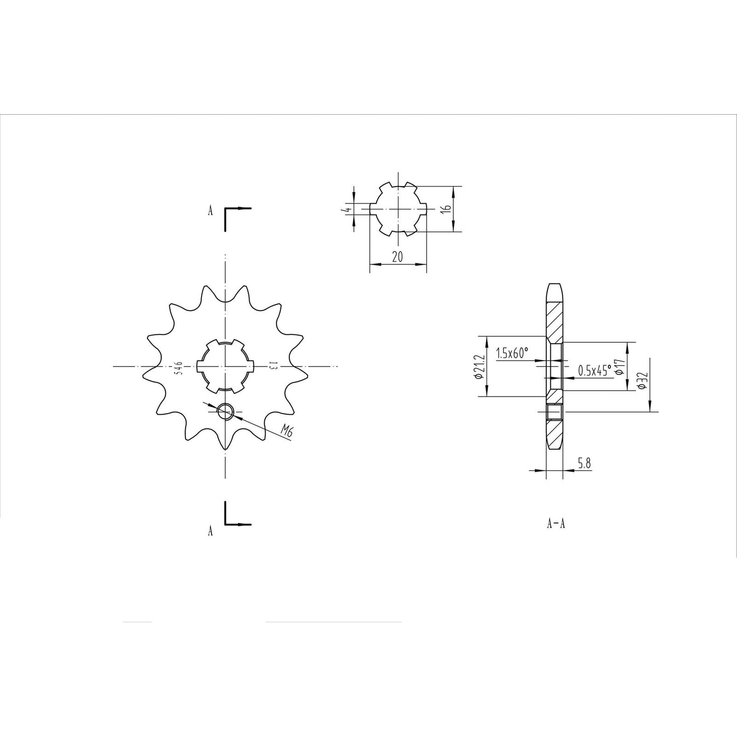 BikeMaster Front Sprocket 420 - 13-Tooth 120 546 13_130461