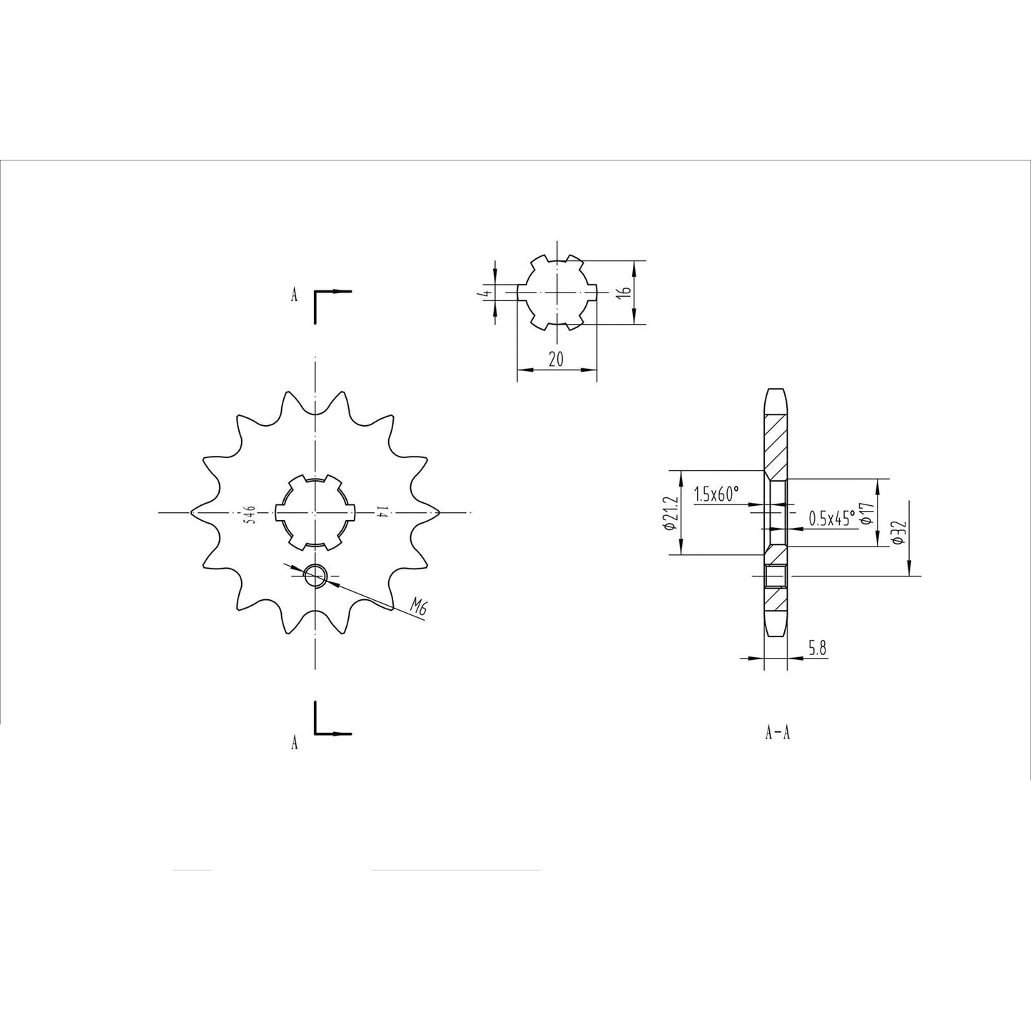 BikeMaster Front Sprocket 420 - 14-Tooth 120 546 14_130463