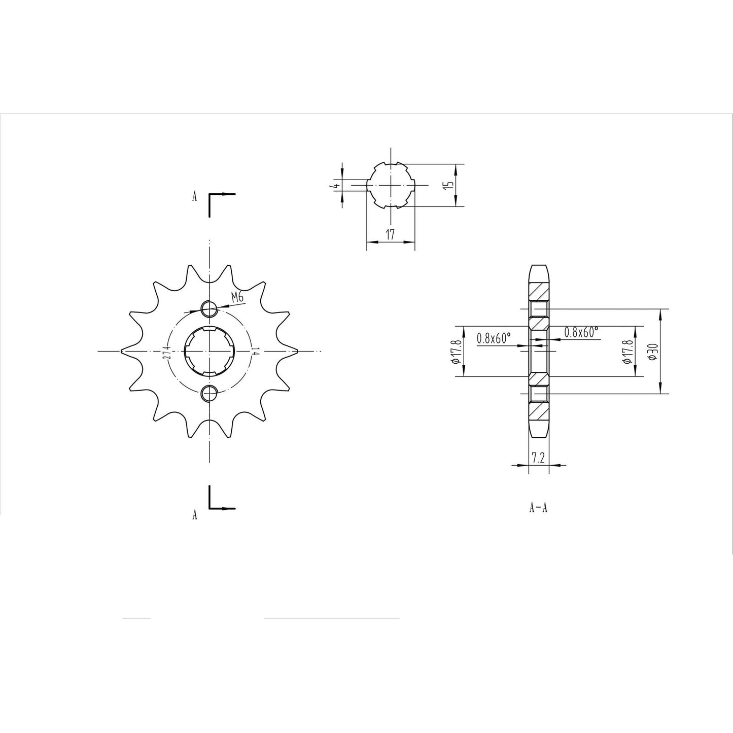 BikeMaster Front Sprocket 428 - 14-Tooth 130 274 14_130477