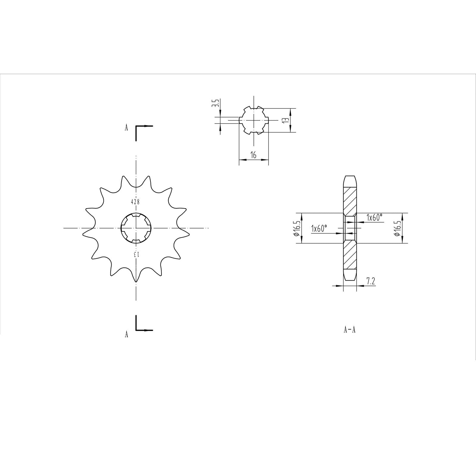 BikeMaster Front Sprocket 428 - 13-Tooth 130 428 13_130484